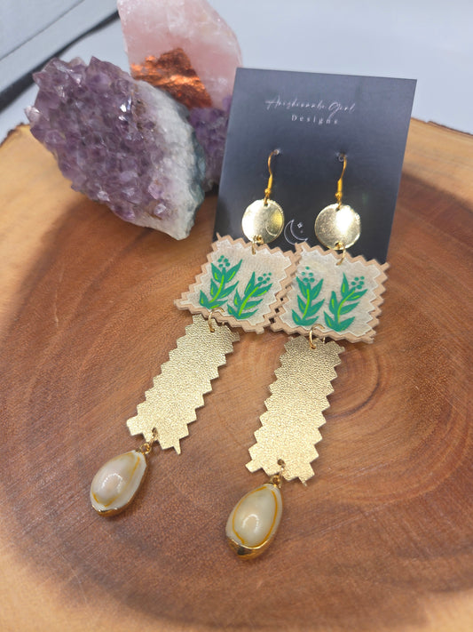 Painted Sage Parfleche Earrings