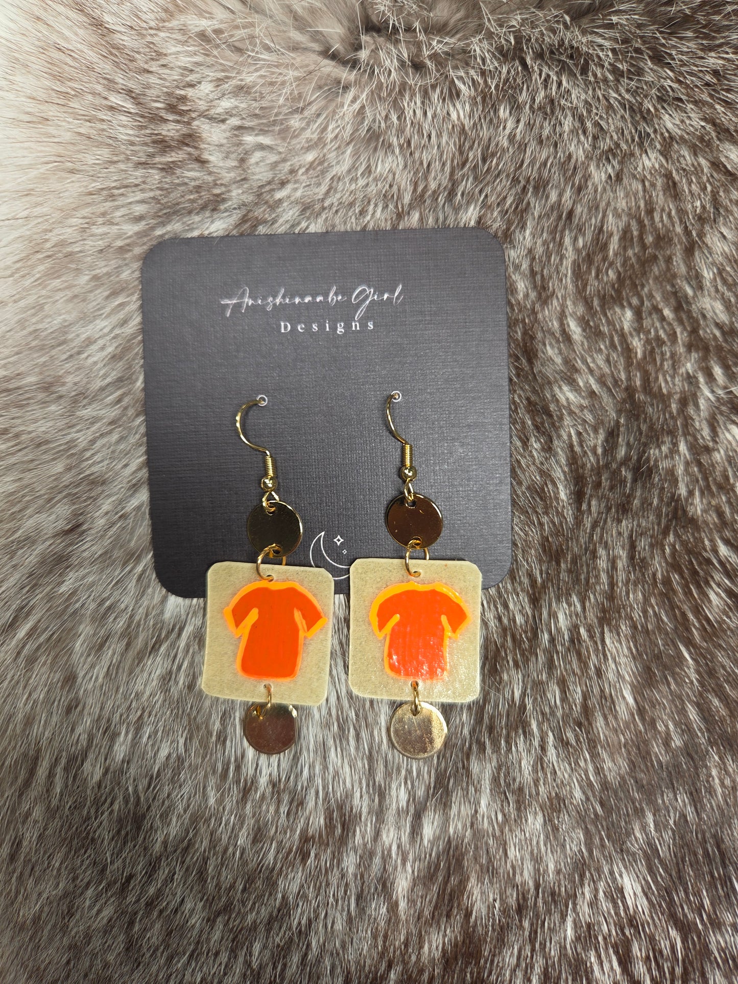Orange Shirt Parfleche Painted Earrings