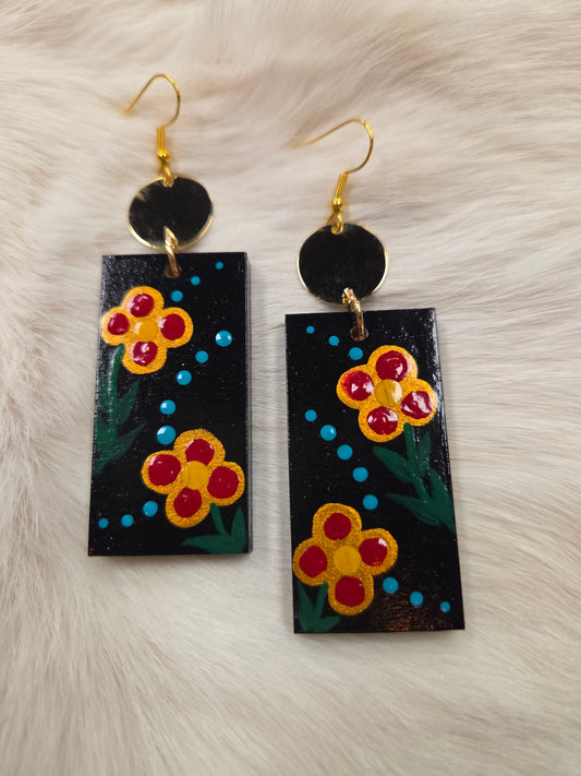 Floral Painted Earrings