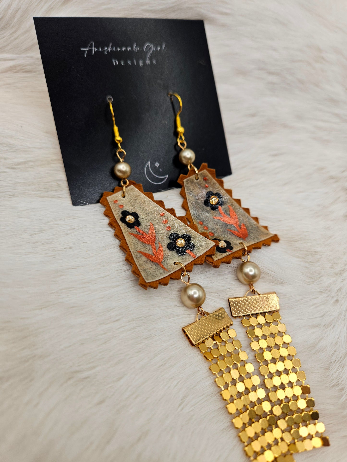 Painted Rawhide Parfleche Earrings