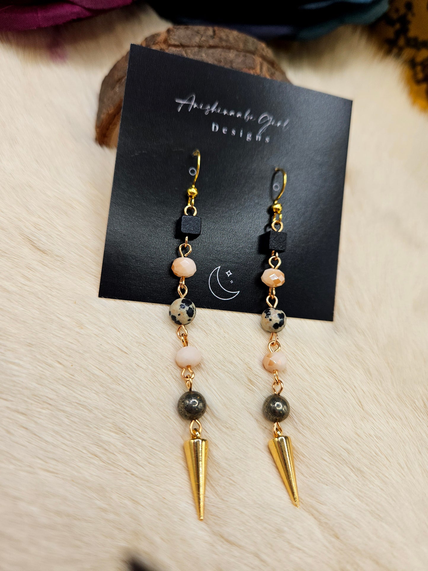 Gemstone Spike Drop Earrings