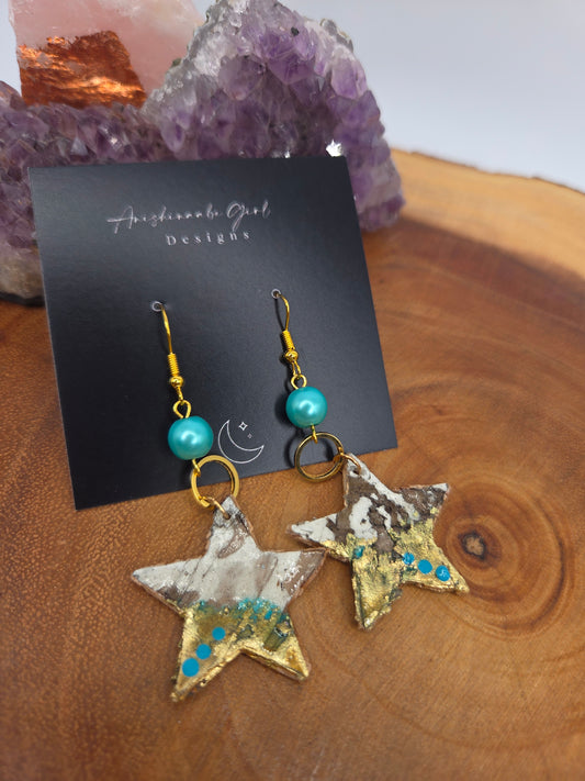 Birchbark Star EarringsBlue
