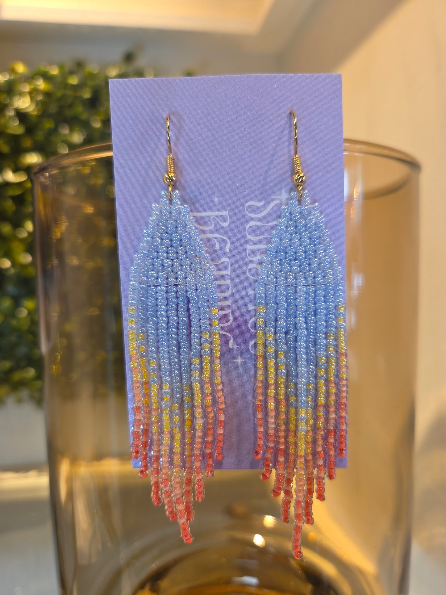 Pastel Sorbet Beaded Fringe Earrings - By Solstice Beading