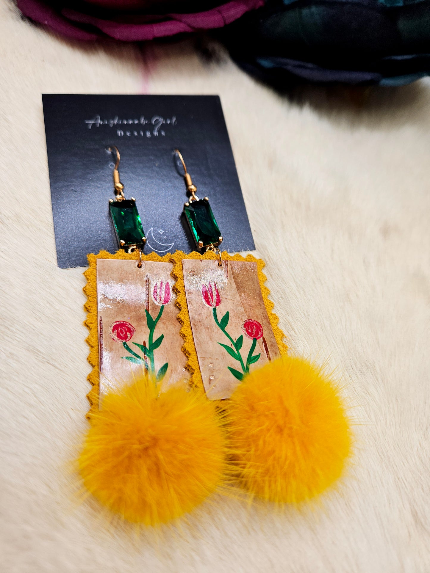 Birchbark Floral Fur Earrings