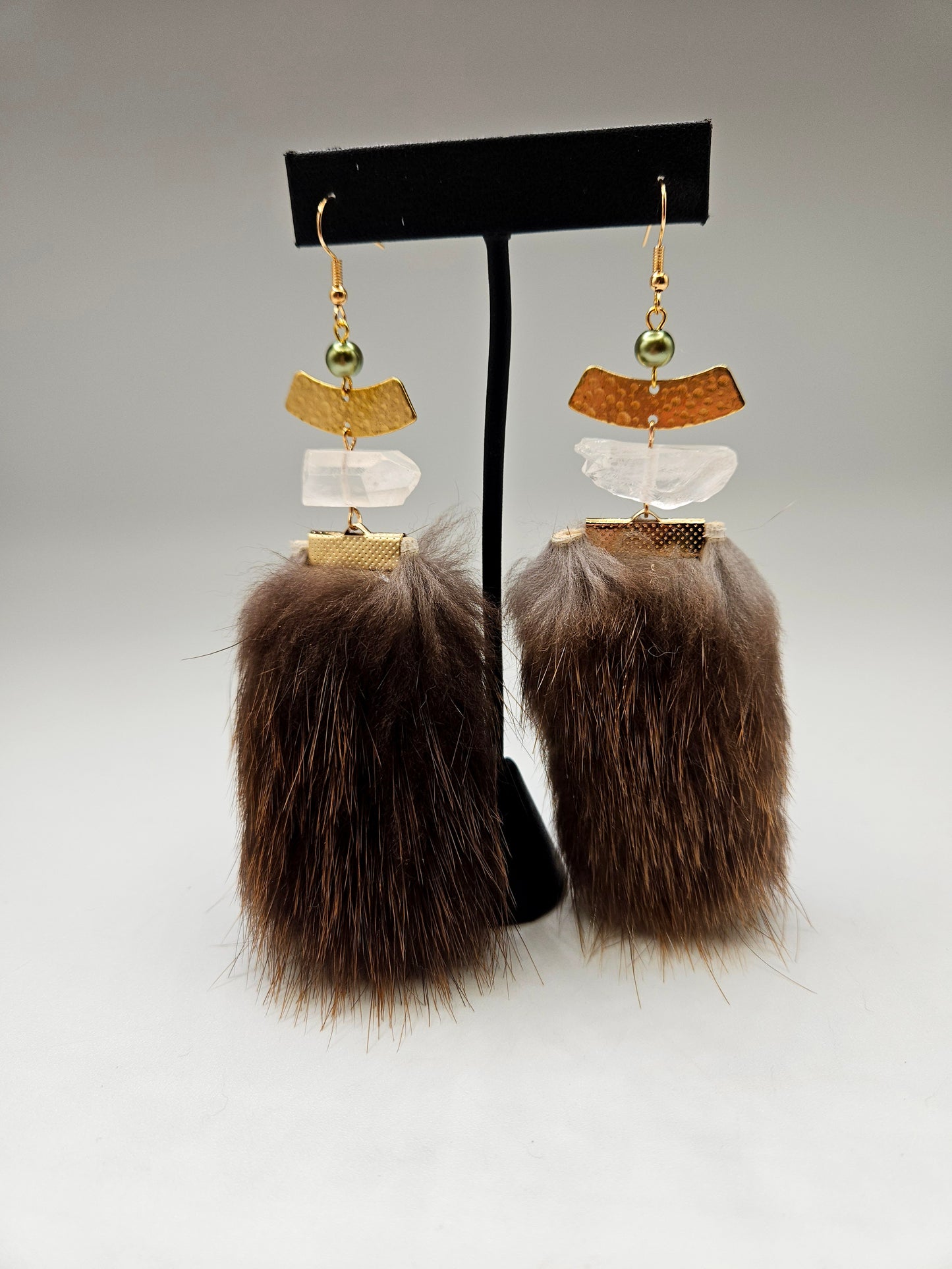 Beaver Fur Drop Earrings