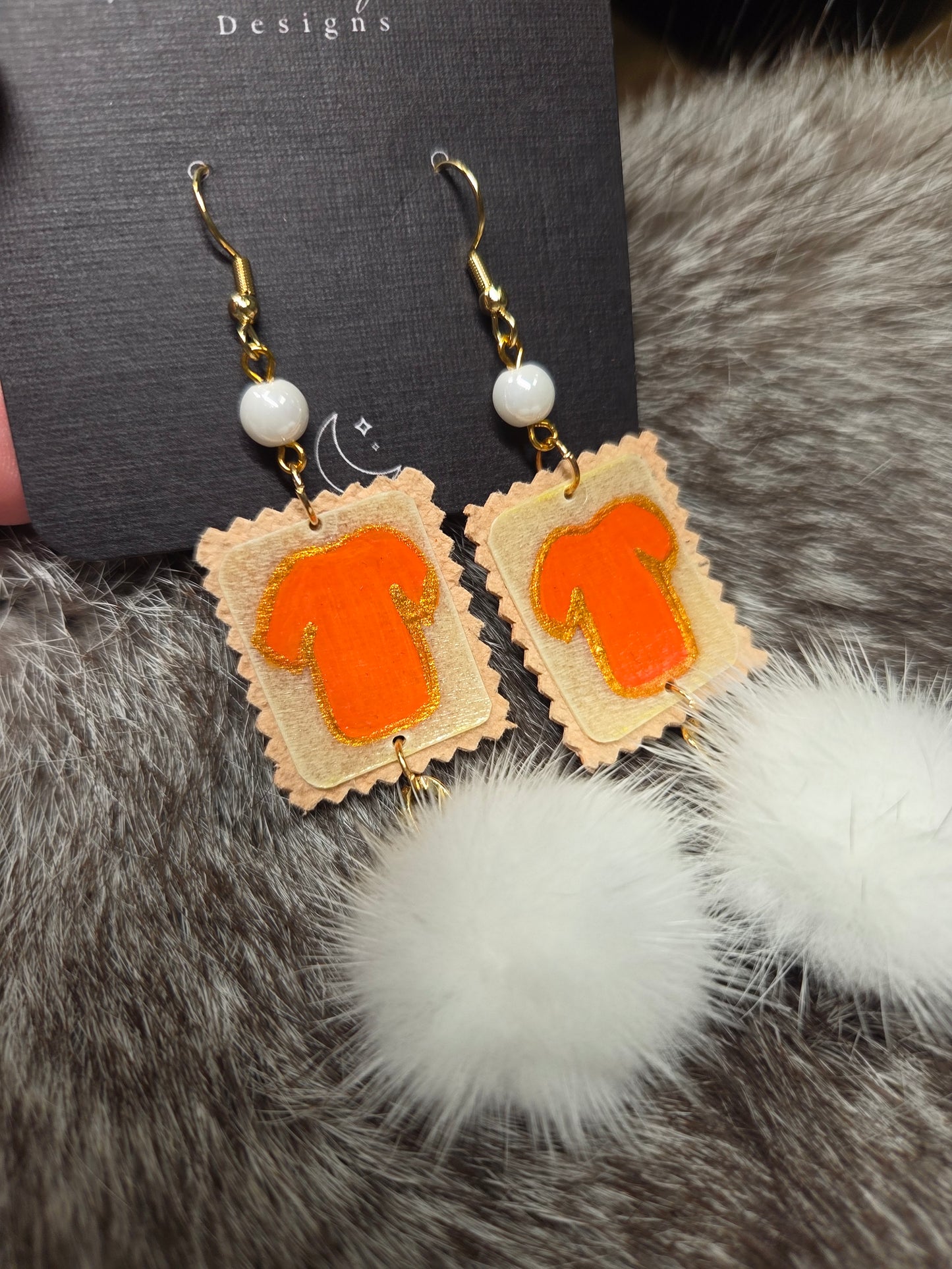 Orange Shirt Parfleche Painted Earrings with mink
