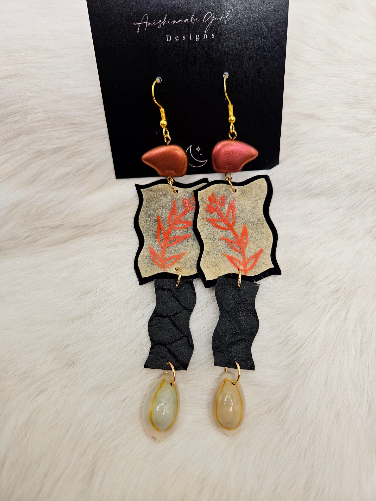 Parfleche Copper Sage Painted Earrings