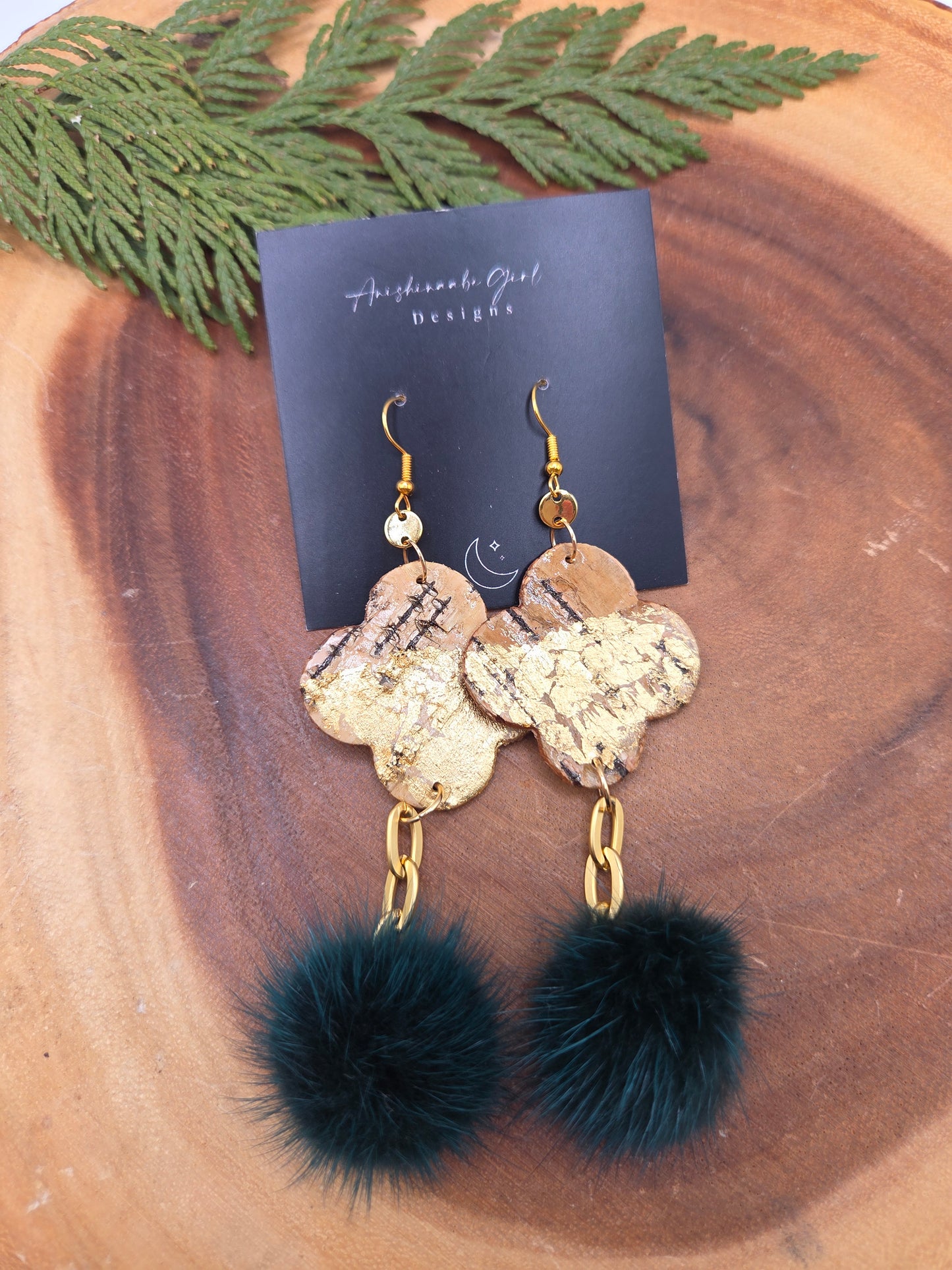 Birchbark Florals with Mink Poms