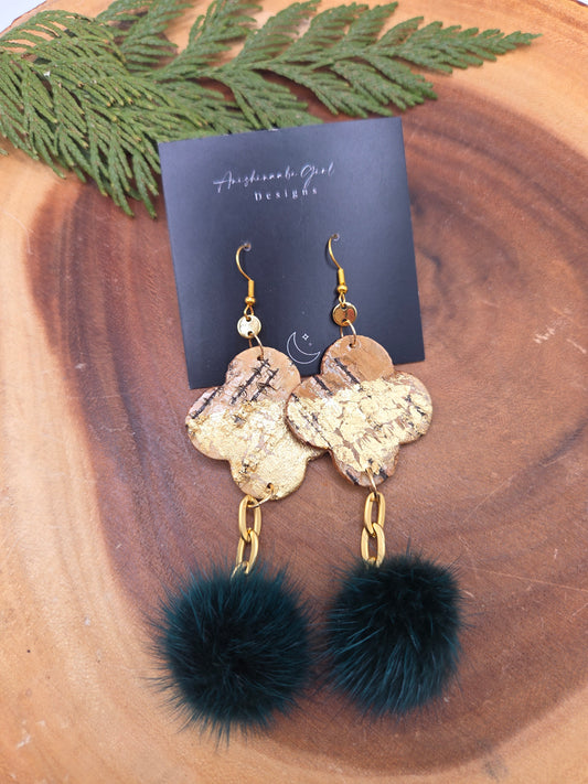 Birchbark Florals with Mink Poms