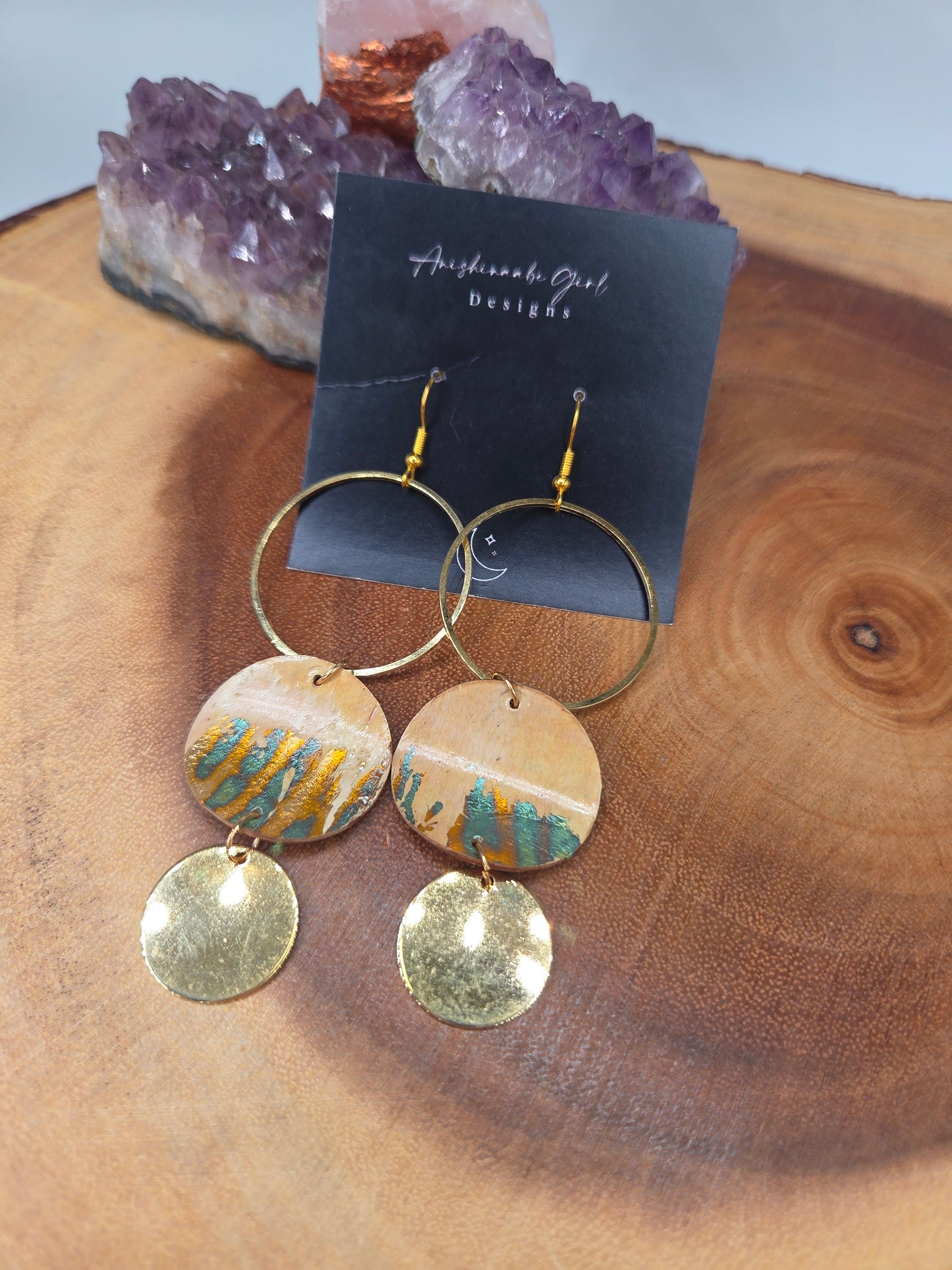 Layered Bronze and Gold Gilded Birchbark Earrings