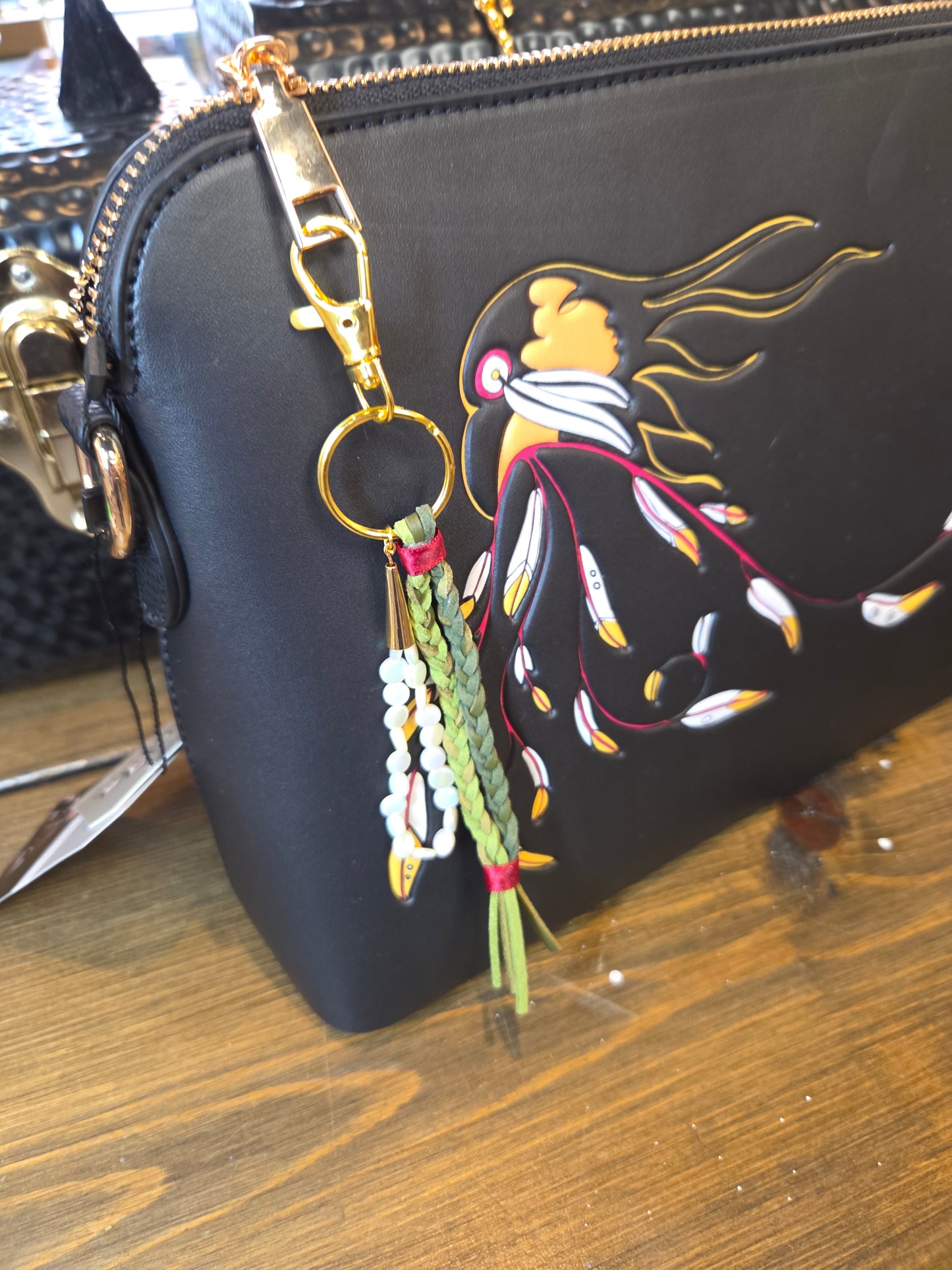 Leather Braided Keychain & Purse Charm by Chel and Bead
