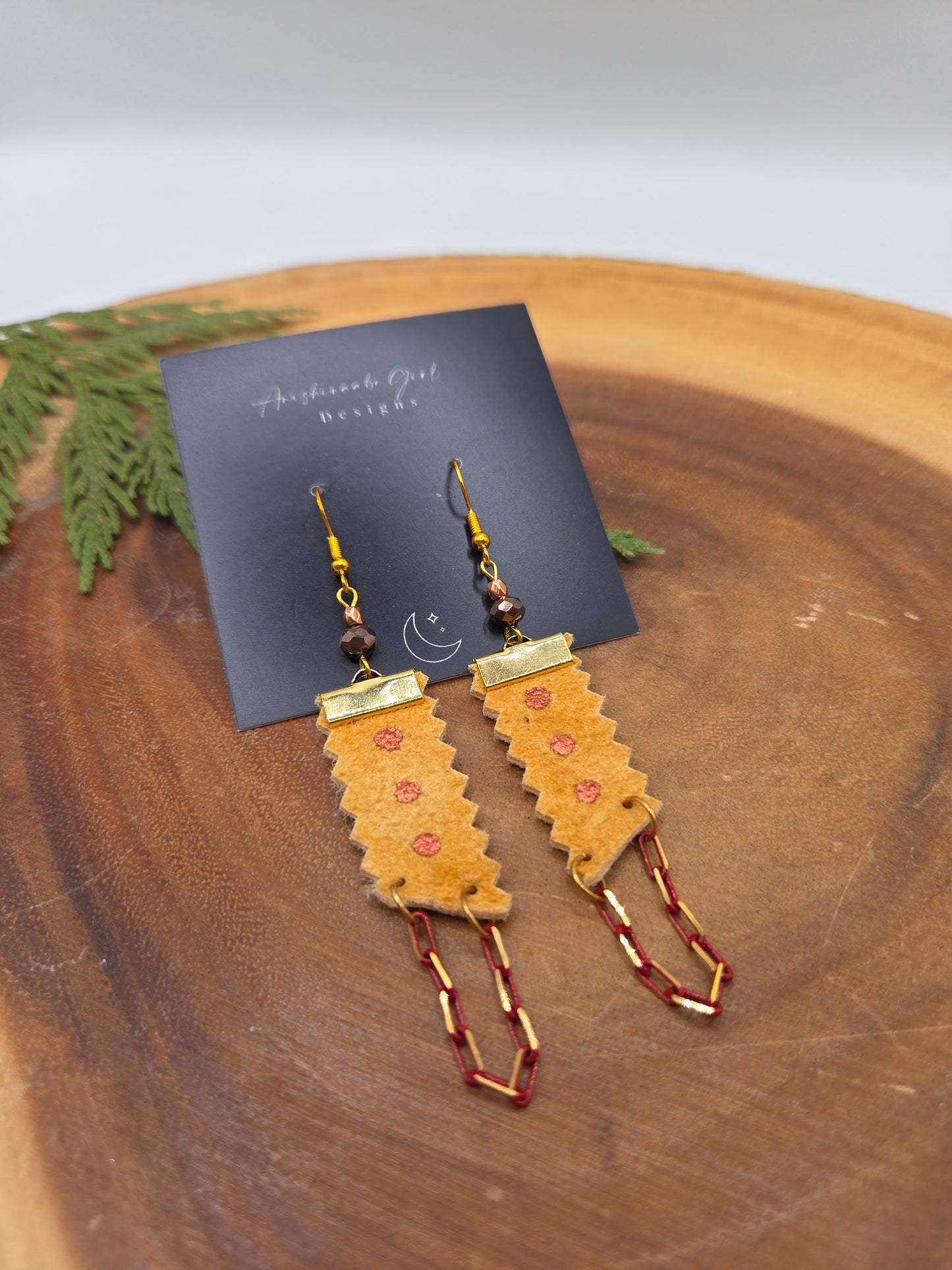 Smoked Moosehide Chain Drop Earrings