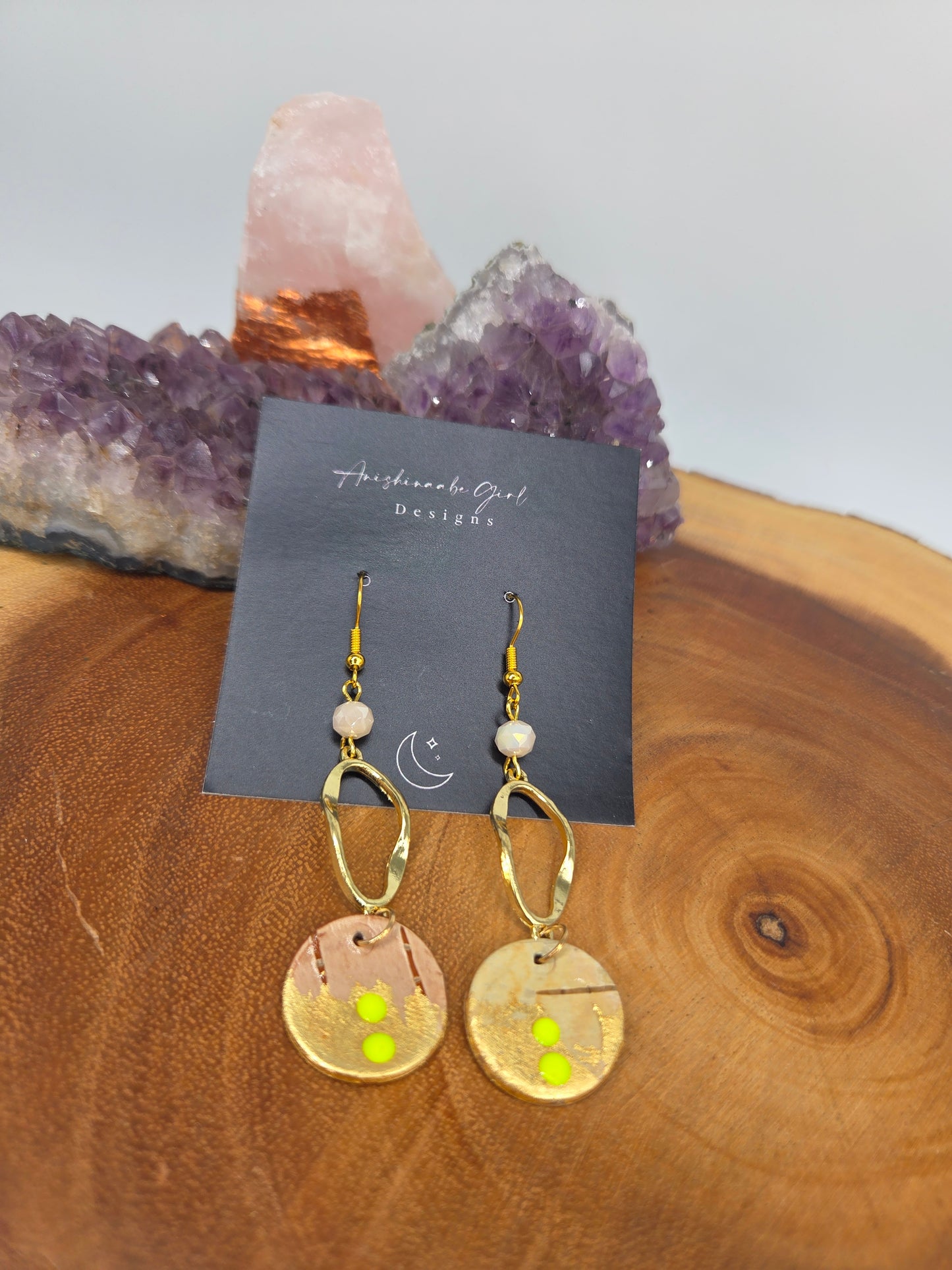 Neon yellow Birchbark Earrings