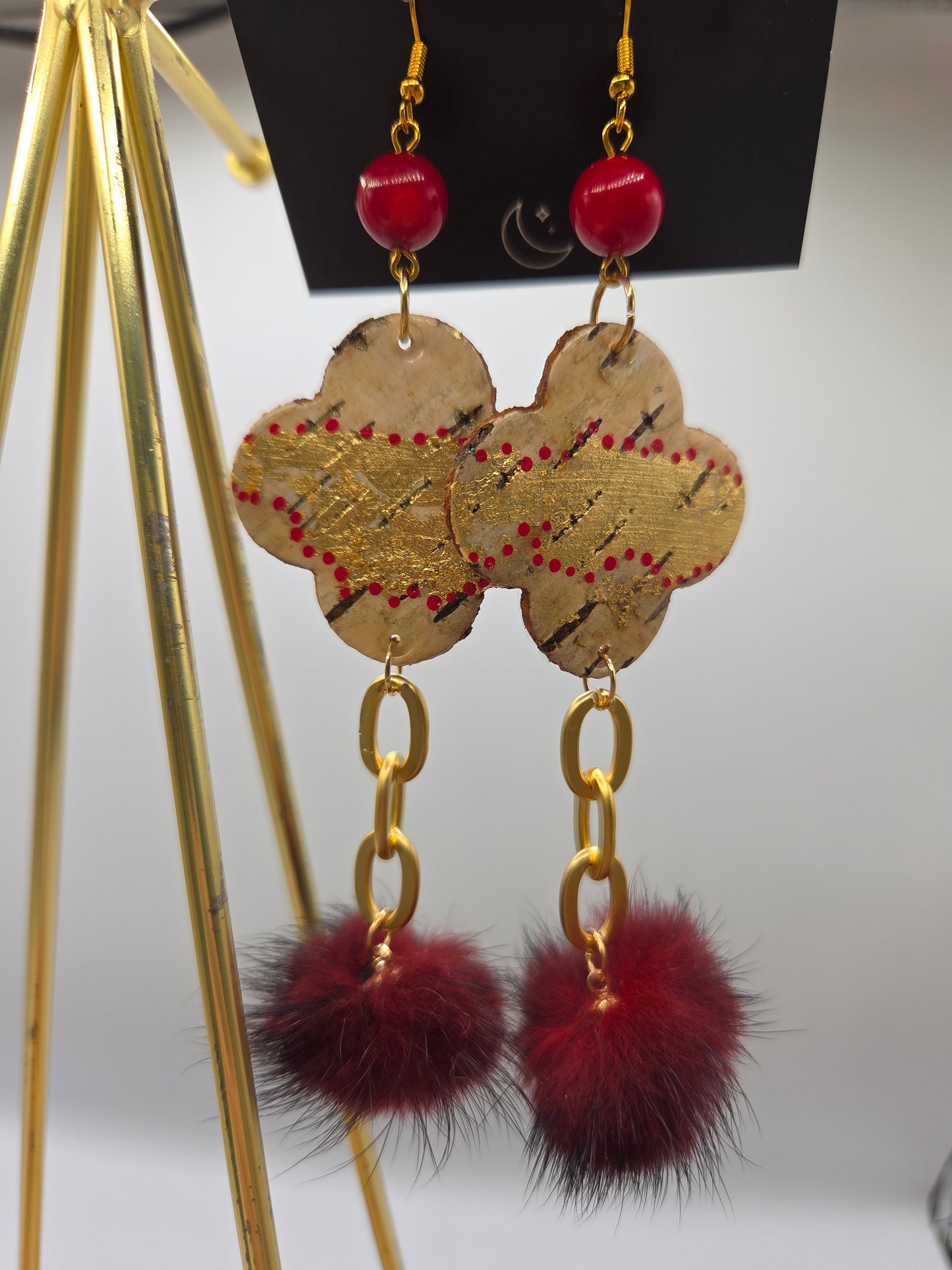 Birchbark Florals with Mink Poms