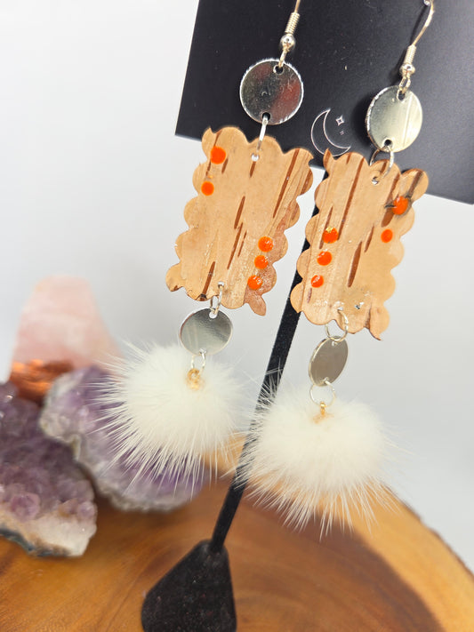 Birchbark and Mink Earrings