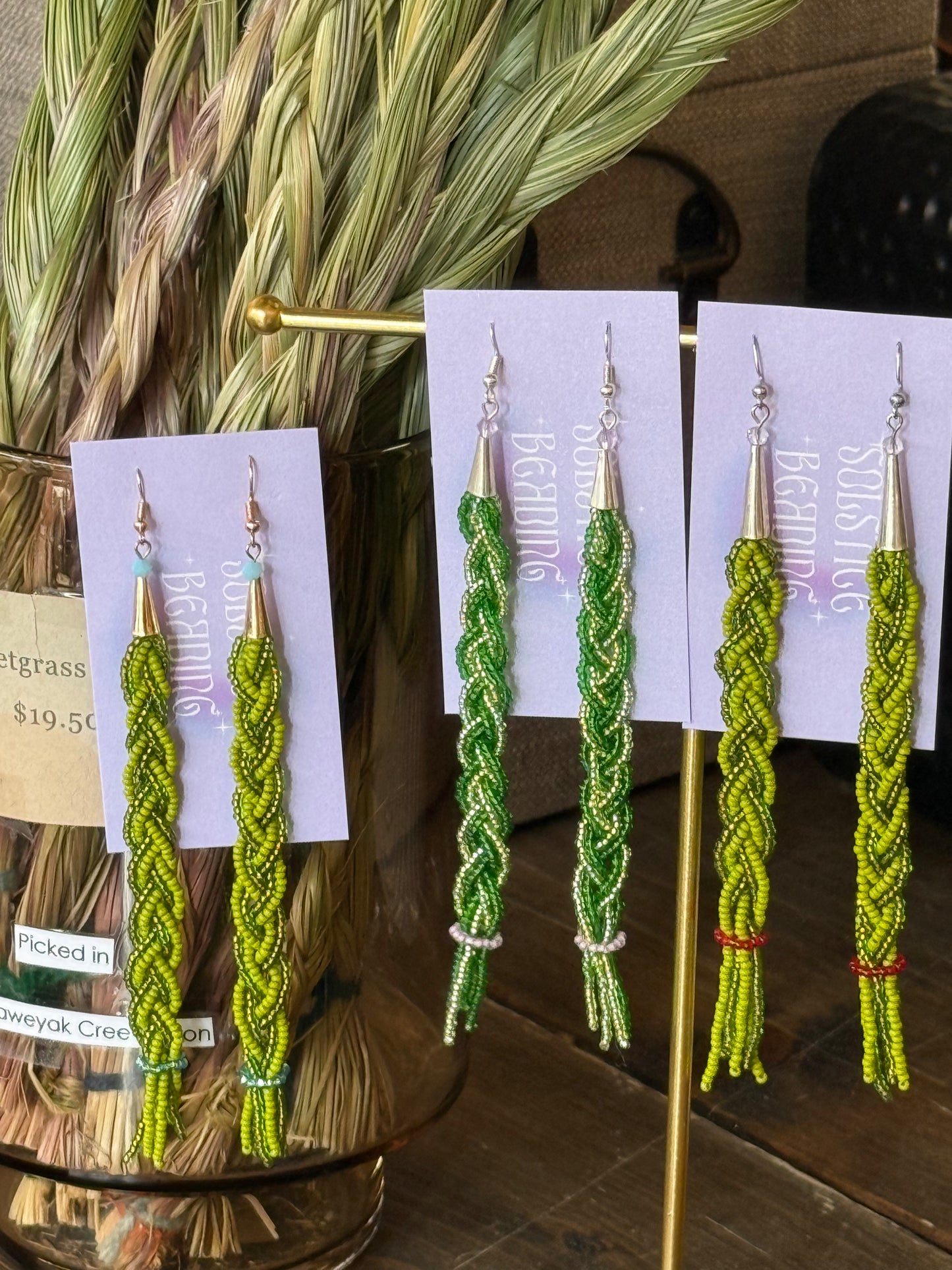 Sweetgrass Beaded Earrings - By Solstice Beading