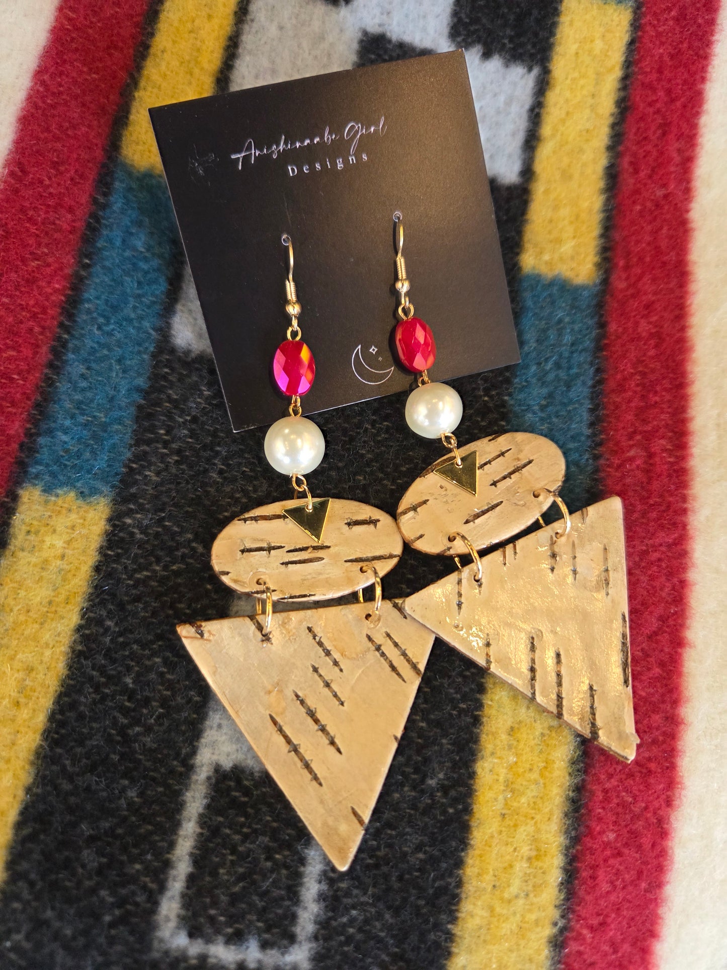 Birchbark geometric earrings