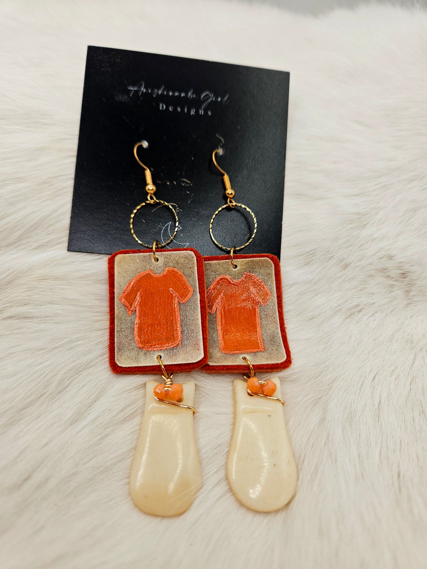 Orange Shirt Parfleche Painted Earrings