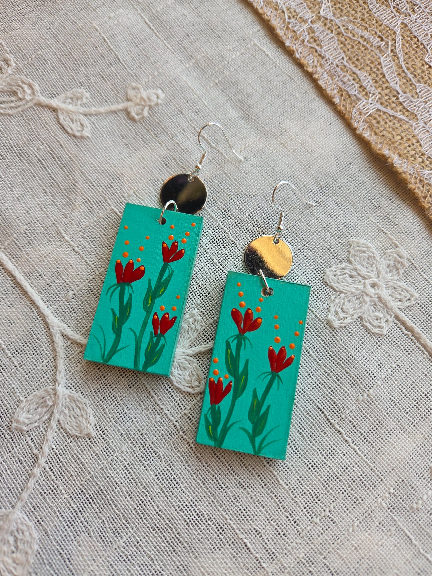 Floral Painted Earrings