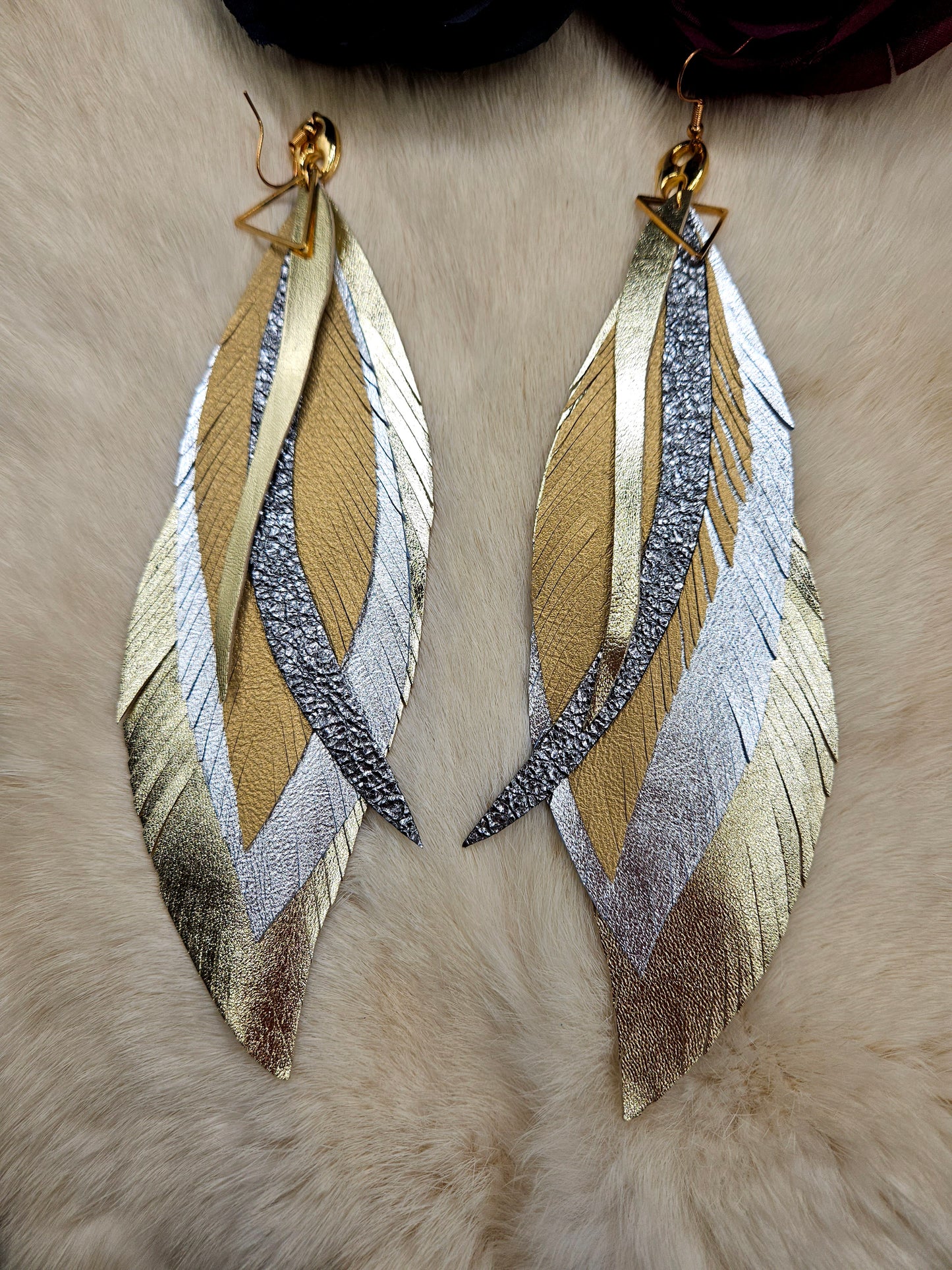 Leather Feather Earrings