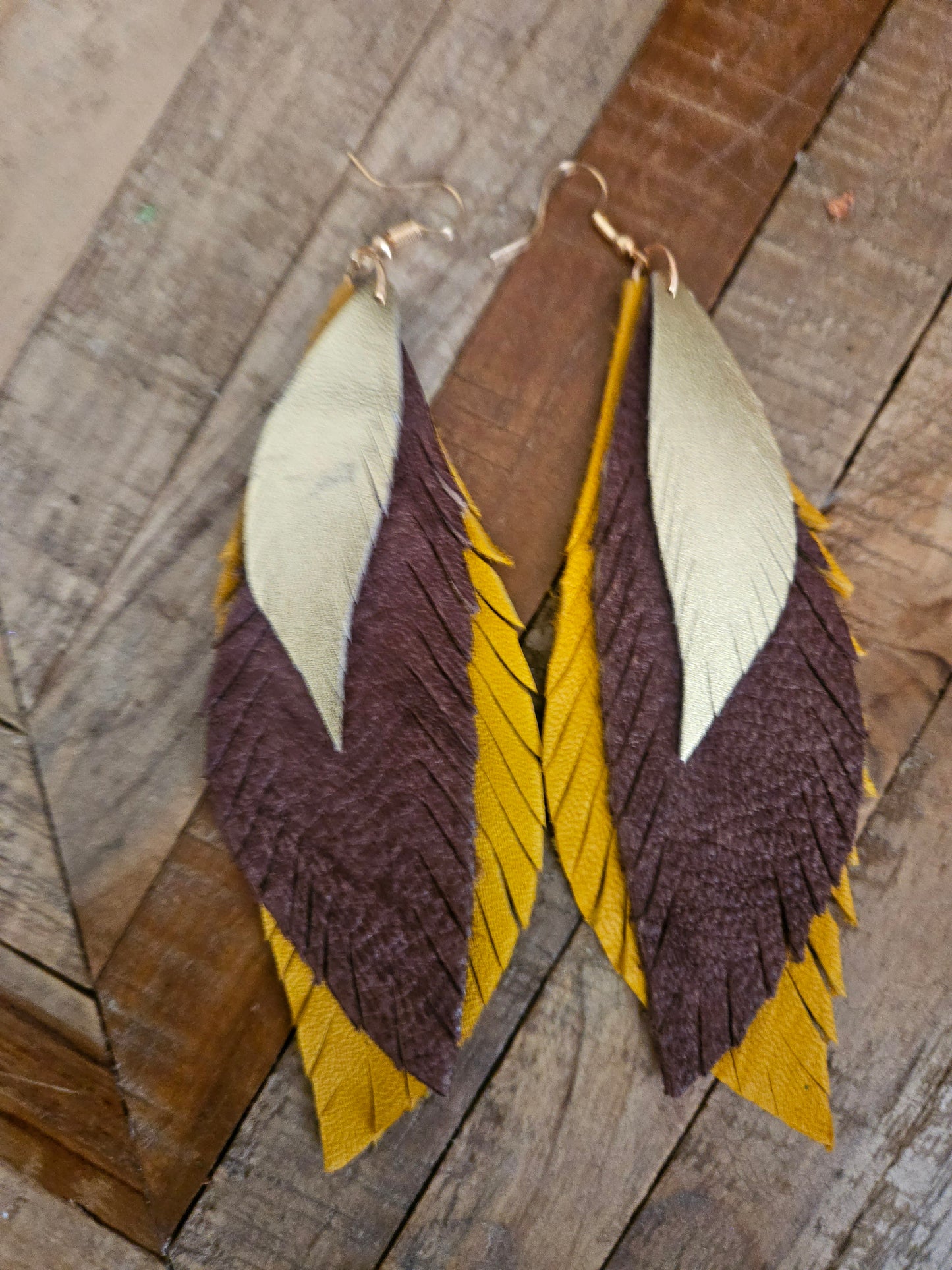 Moosehide Leather Feather Earrings