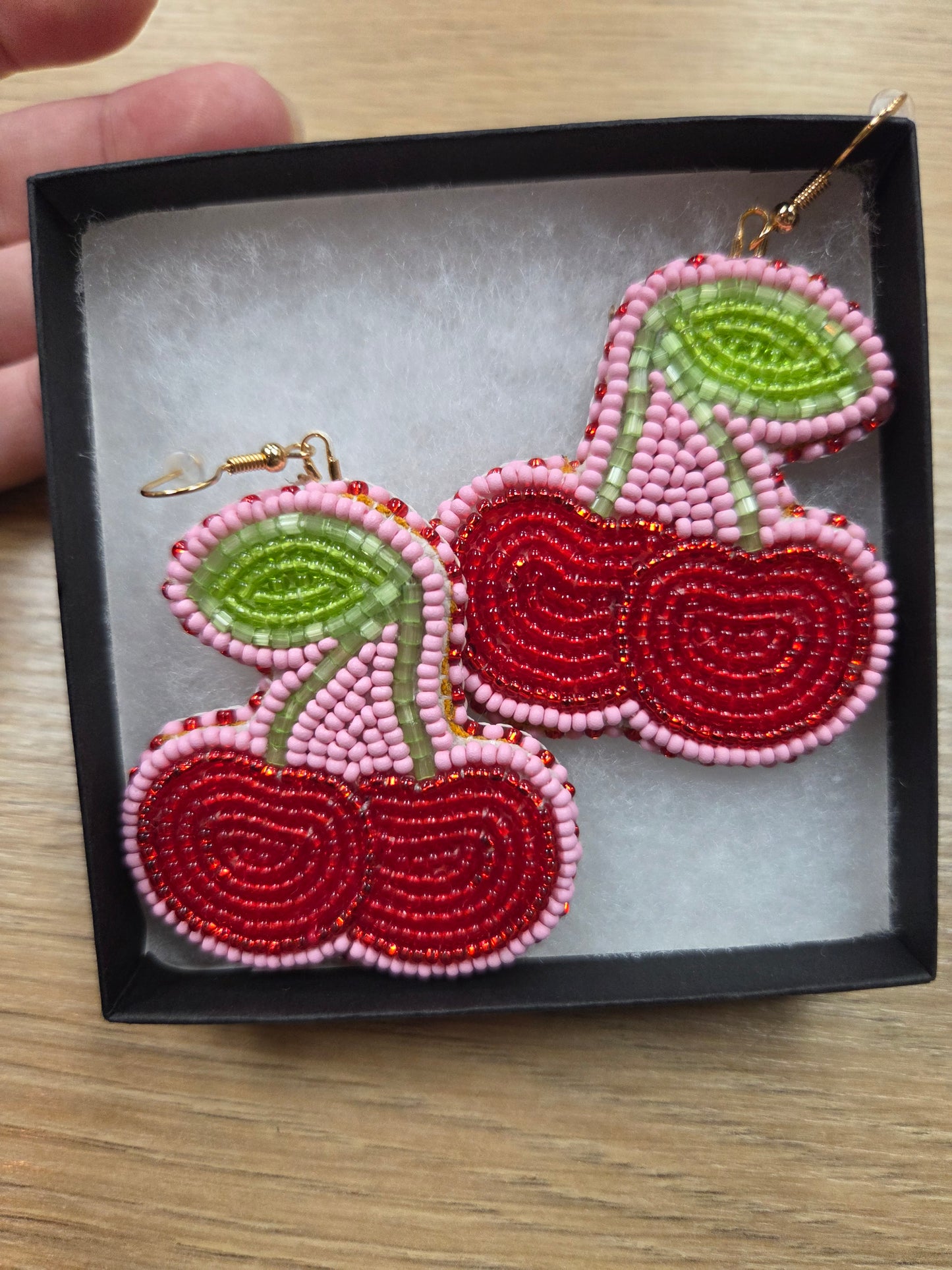 Cherry Beaded Earrings - By Solstice Beading