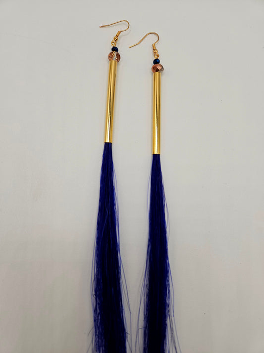 Royal Blue Horsehair Earrings