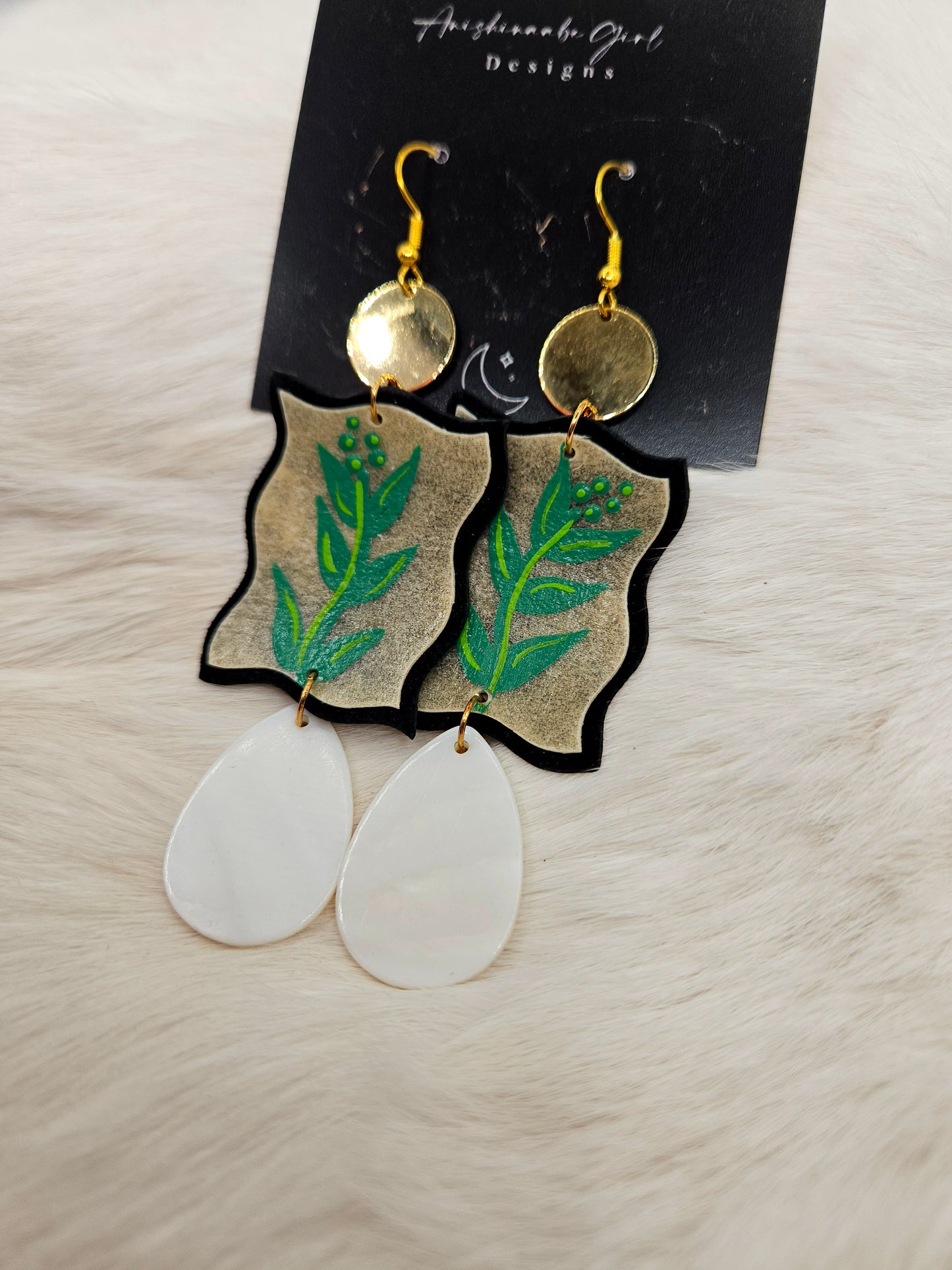 Parfleche Sage Painted Earrings