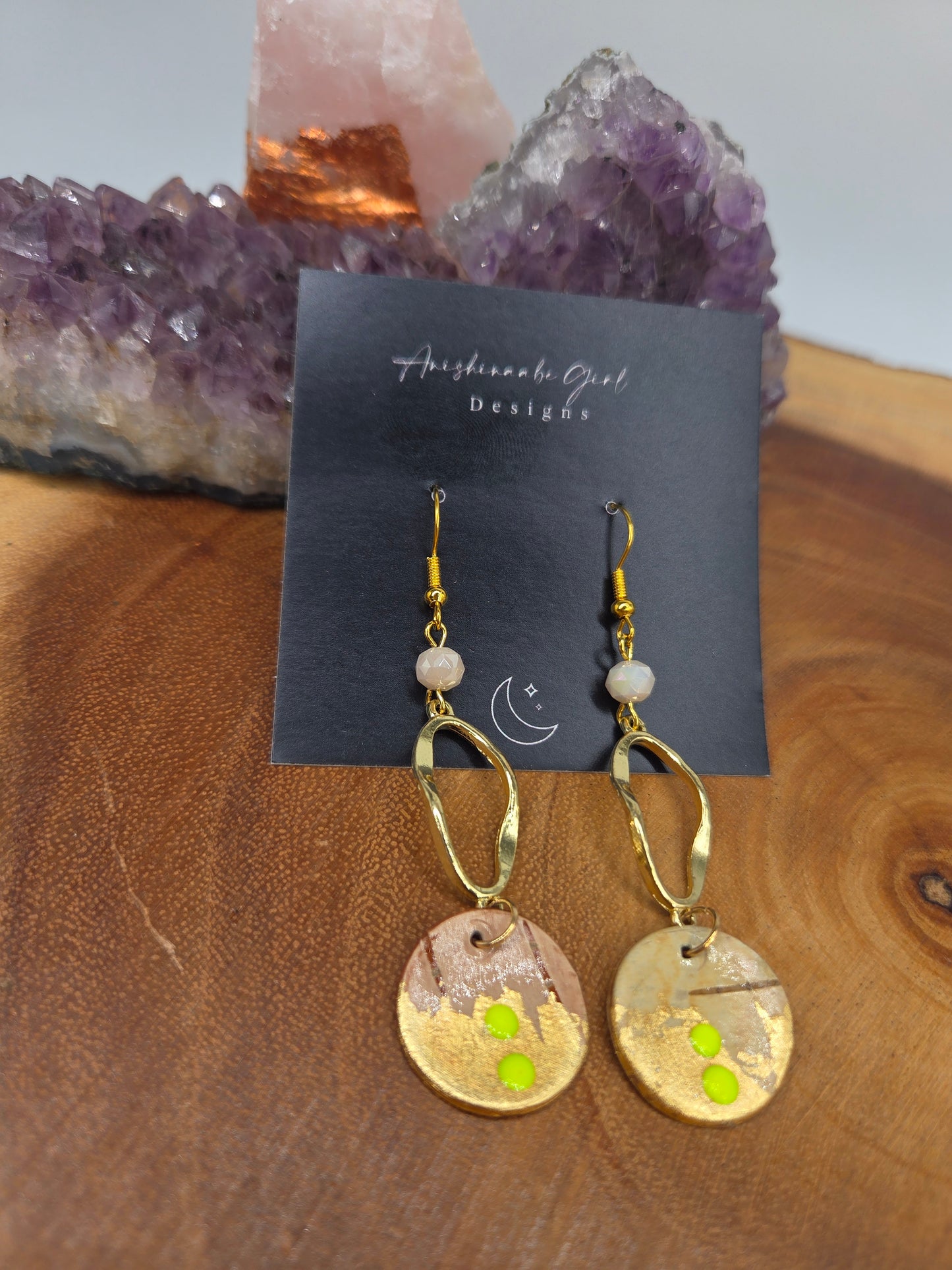 Neon yellow Birchbark Earrings
