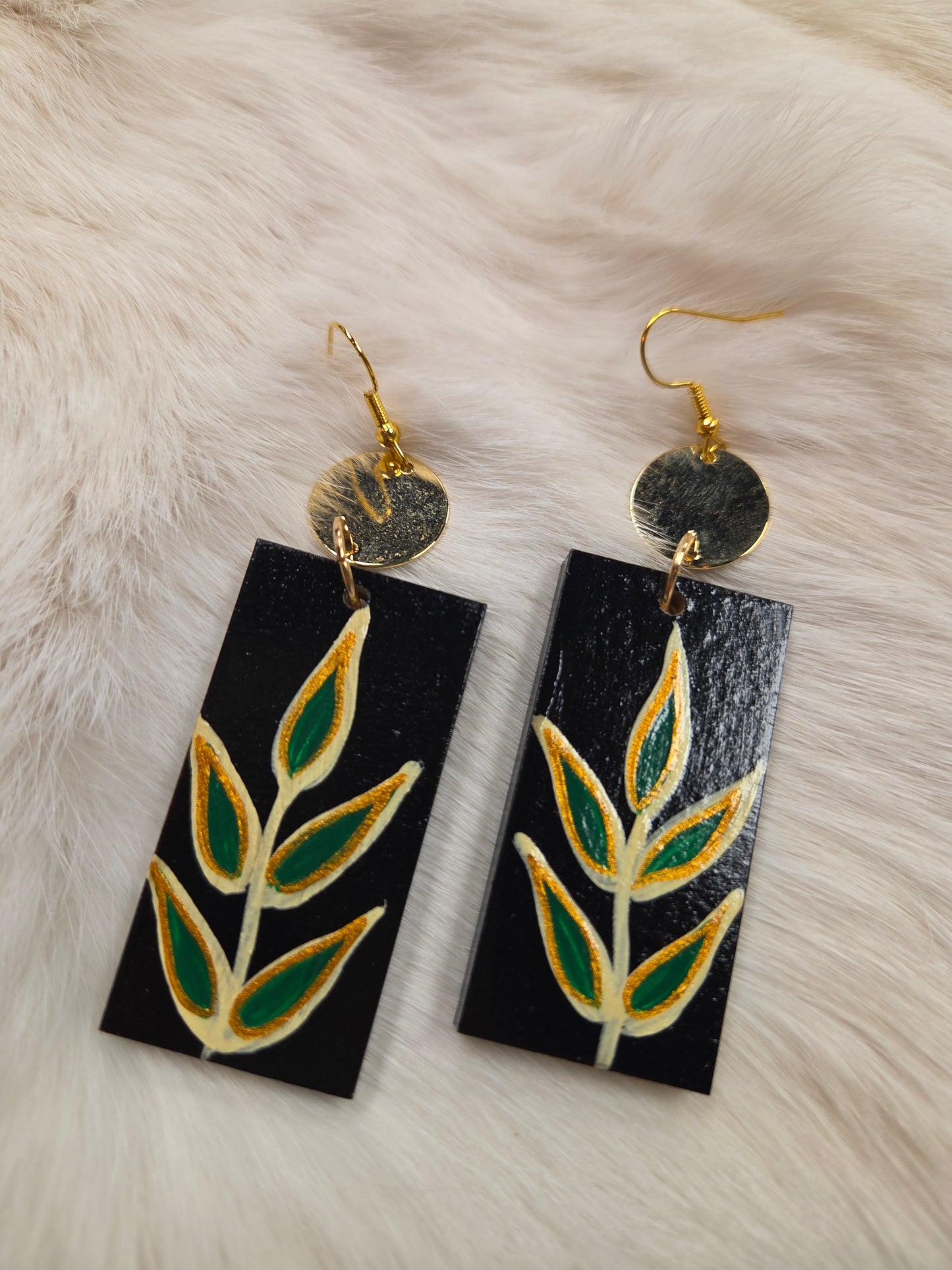 Floral Leaf Painted Earrings