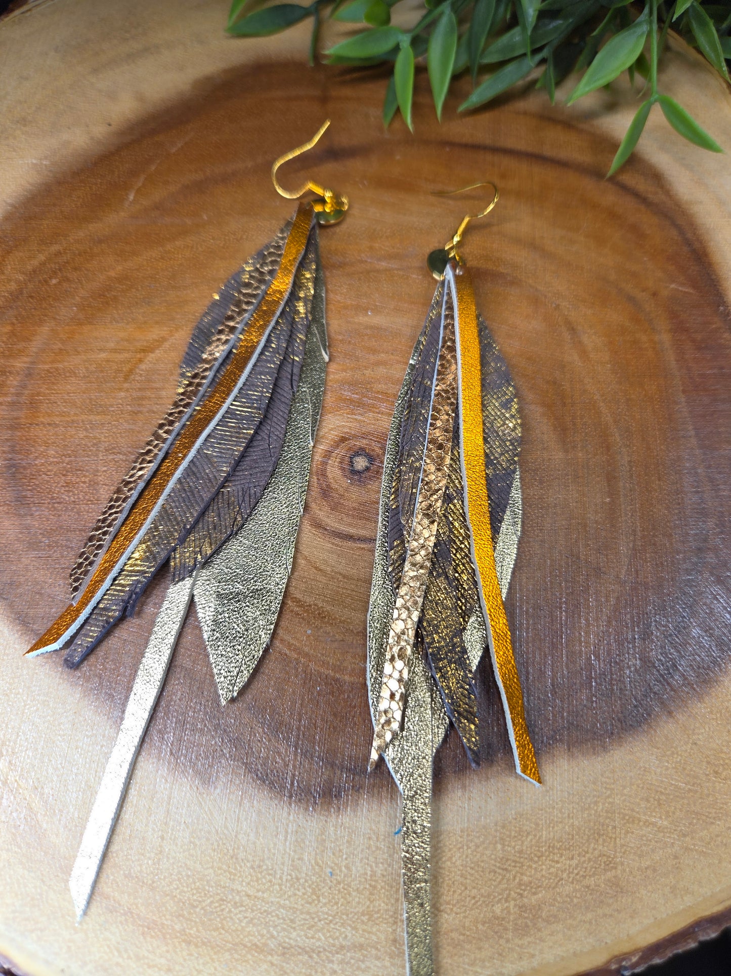 Statement Leather Feather Earrings