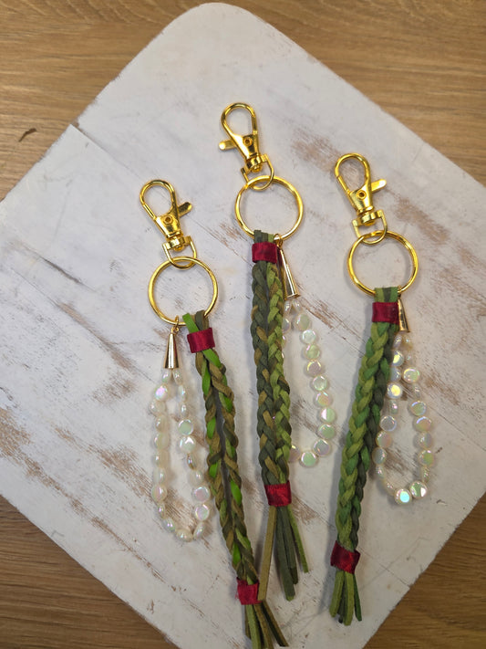 Leather Braided Keychain & Purse Charm by Chel and Bead
