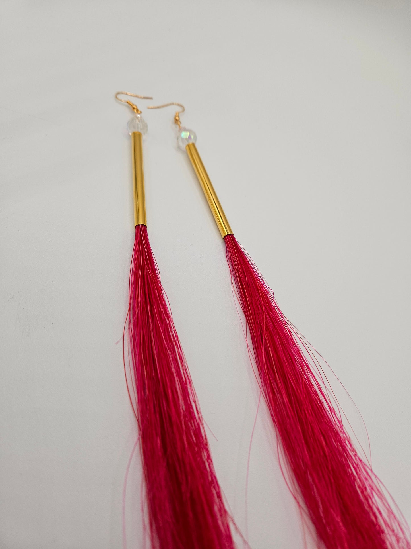 Hot Pink Horsehair Earrings