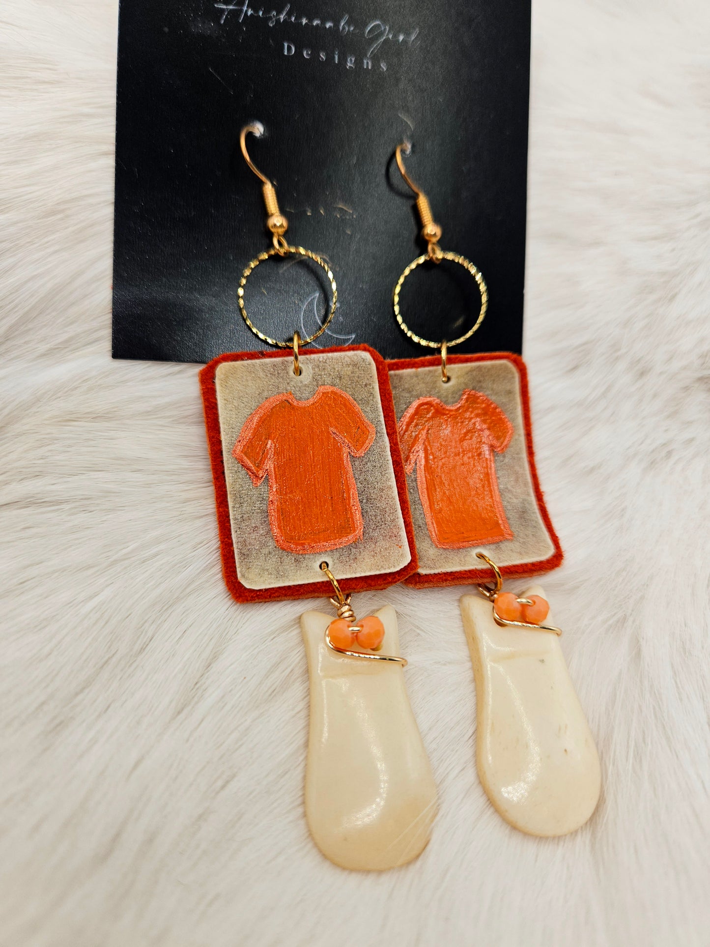 Orange Shirt Parfleche Painted Earrings