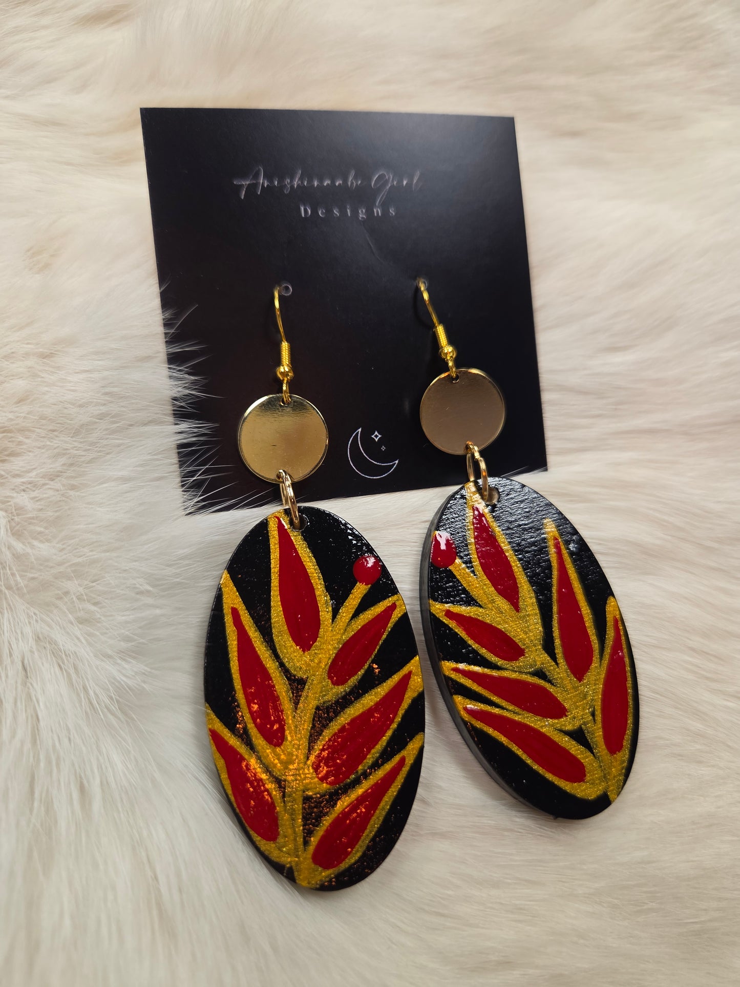 Floral Leaf Painted Earrings