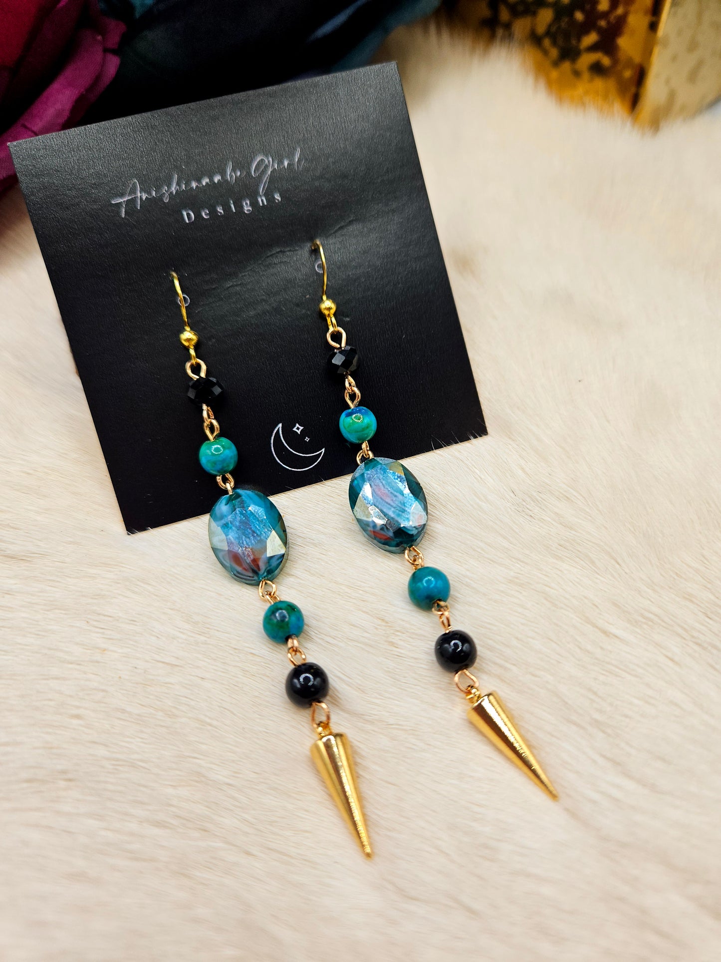 Gemstone Spike Drop Earrings