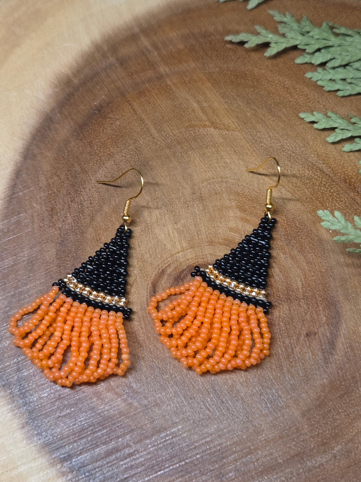 Halloween Witches Hat Beaded Earrings by Blending Beadz