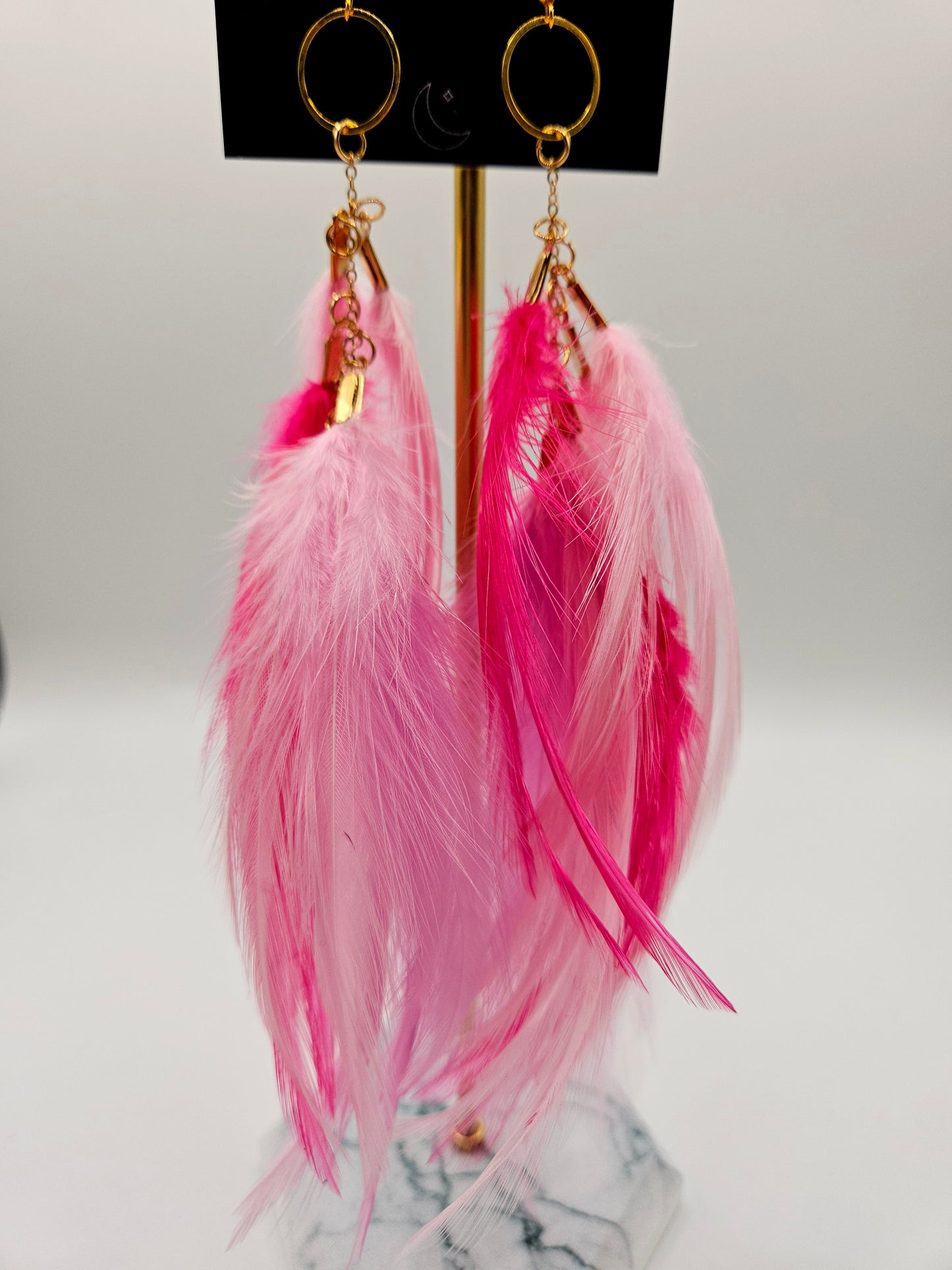 Pink Feather Earrings