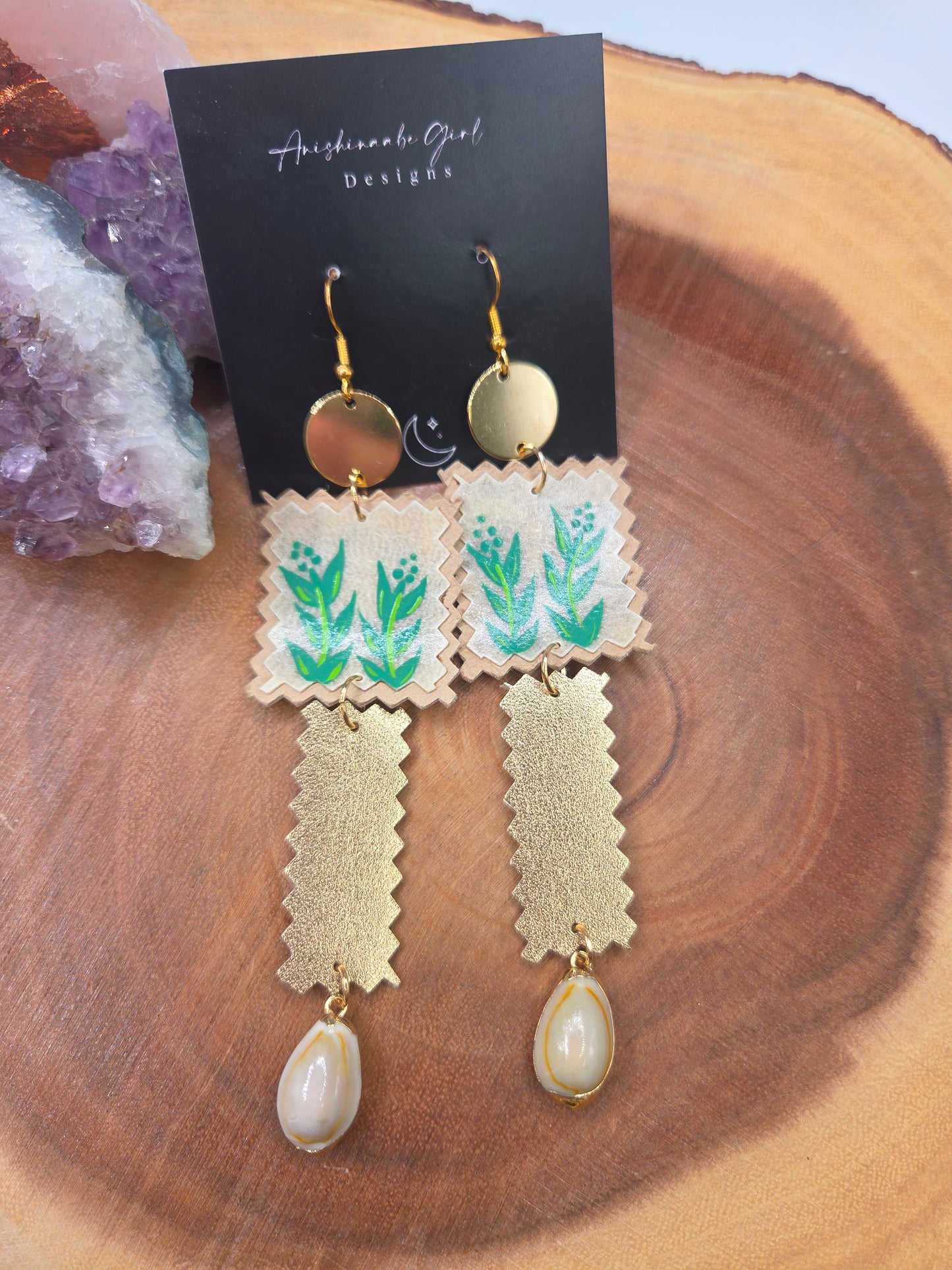 Painted Sage Parfleche Earrings