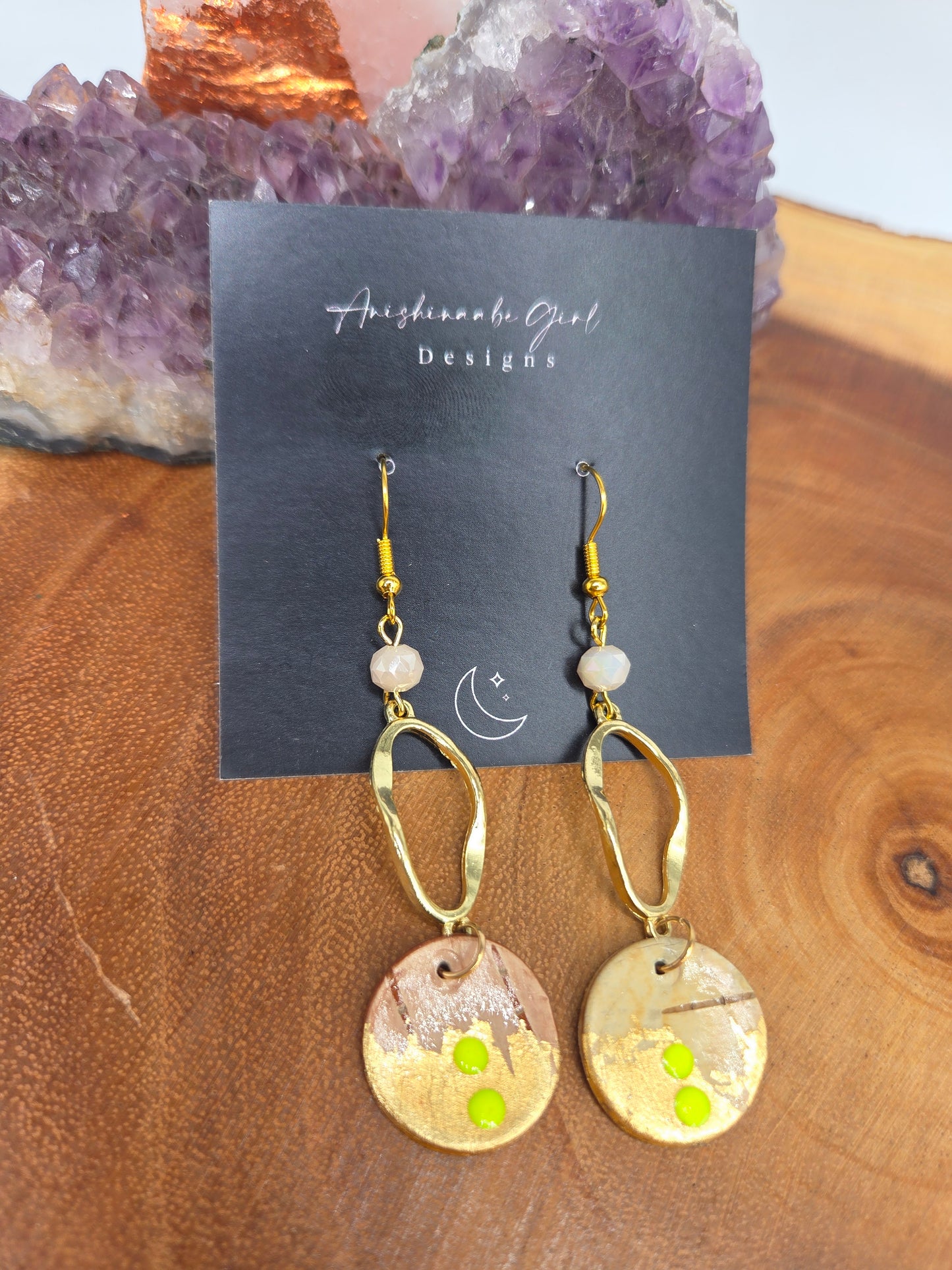 Neon yellow Birchbark Earrings