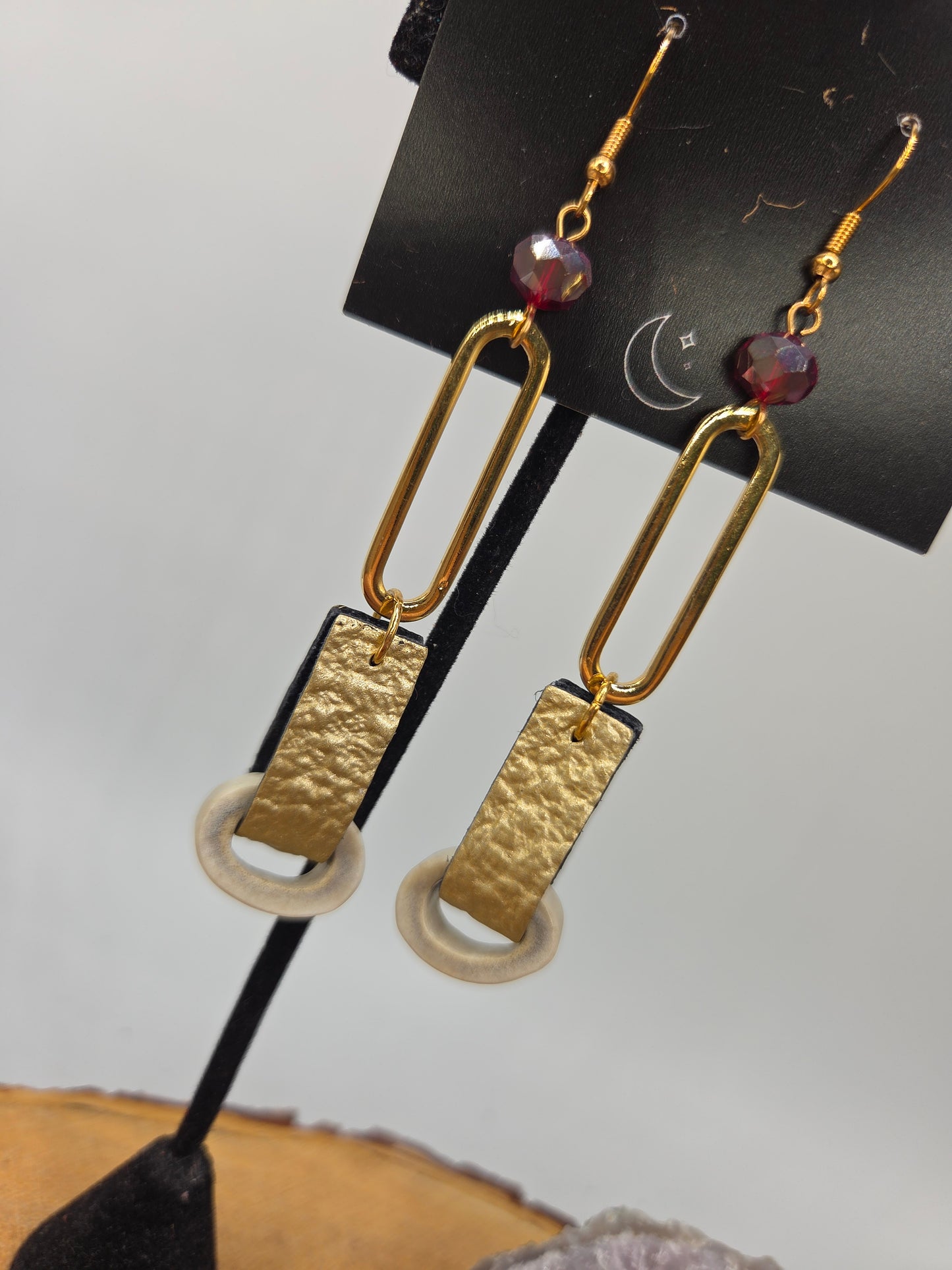 Caribou Antler and Leather Drop Earrings
