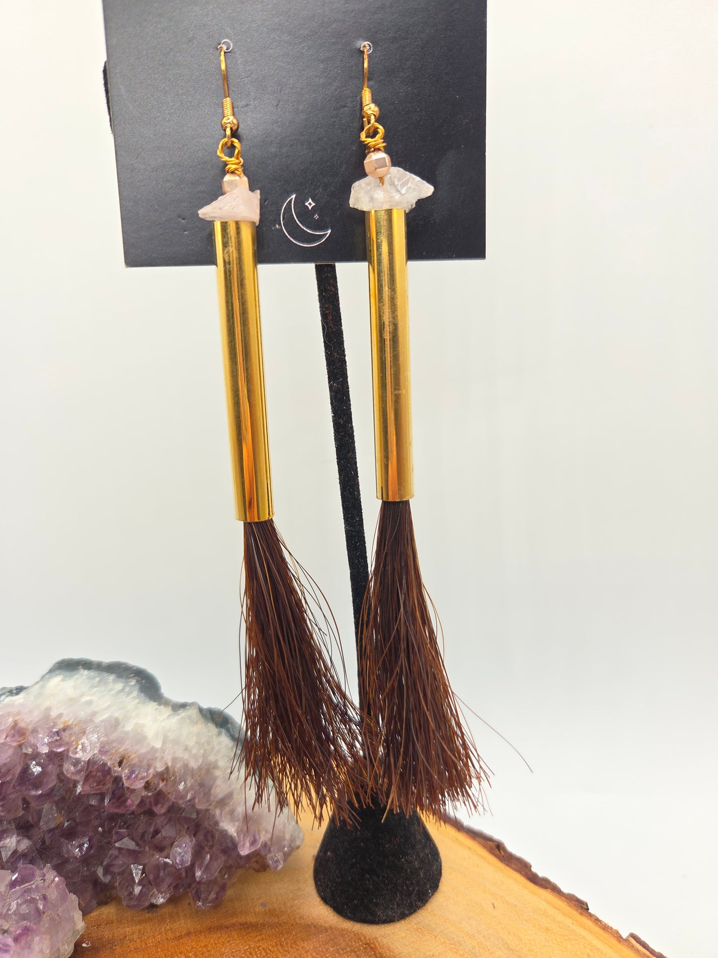 Brown Horsehair Earrings