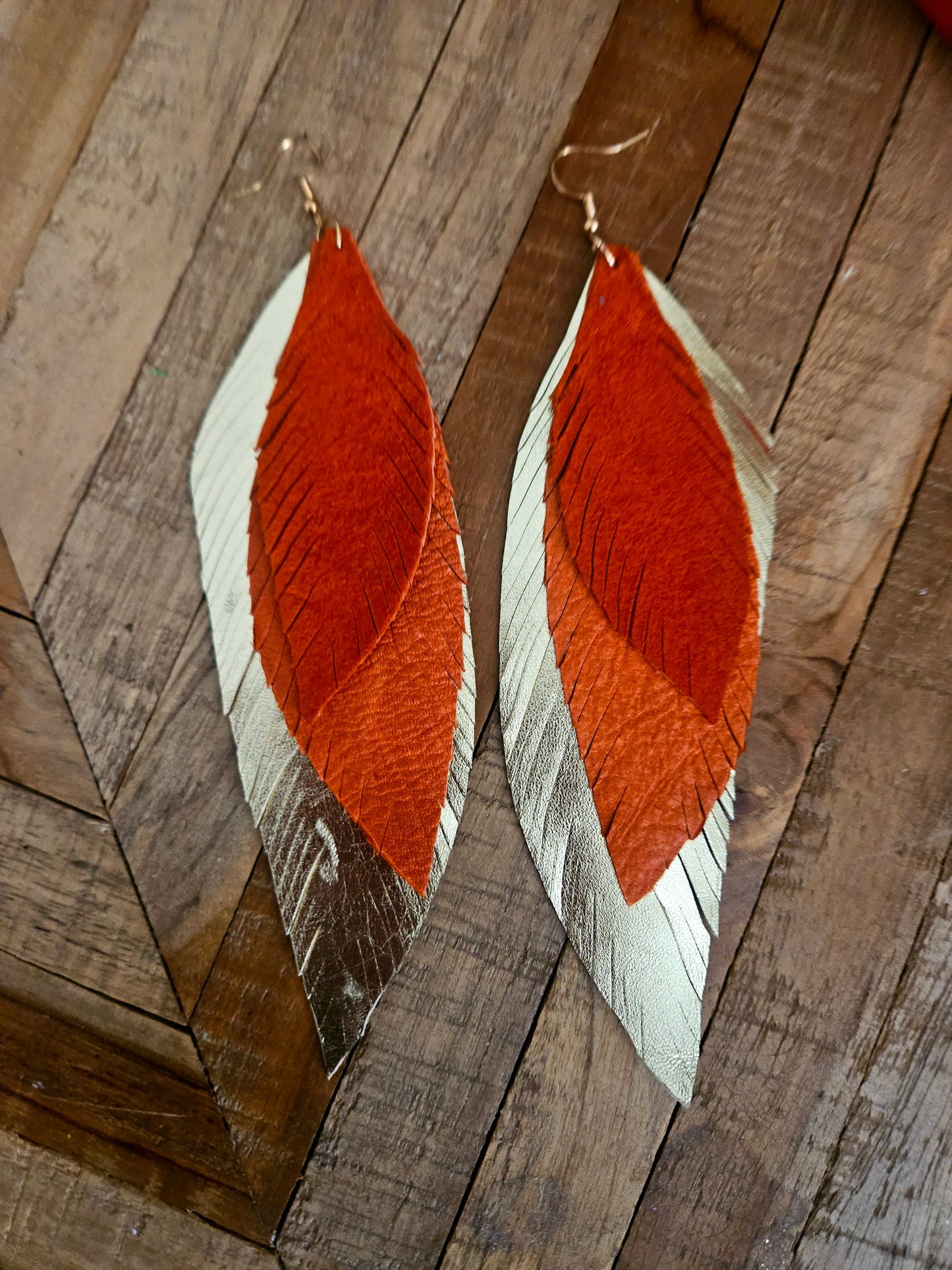 Moosehide Leather Feather Earrings