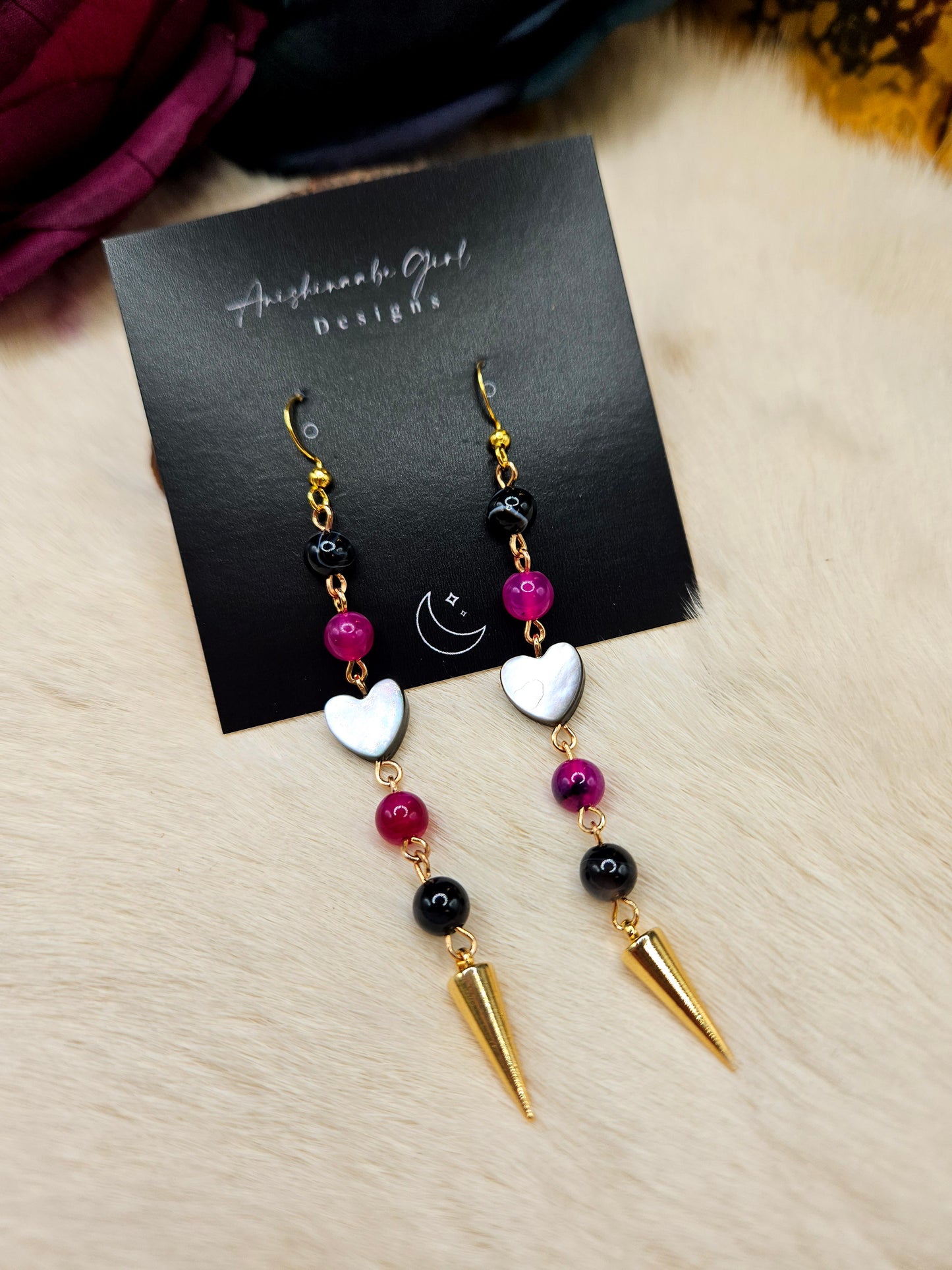 Gemstone Spike Drop Earrings