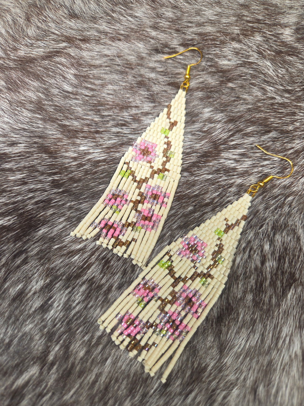 Cherry Blossom Beaded Fringe Earrings by Leah Joan
