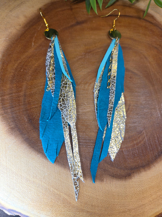 Statement Leather Feather Earrings