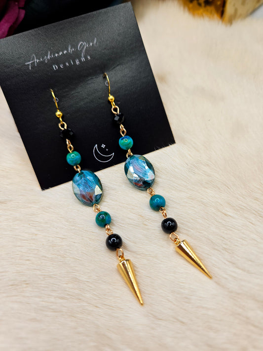 Gemstone Spike Drop Earrings