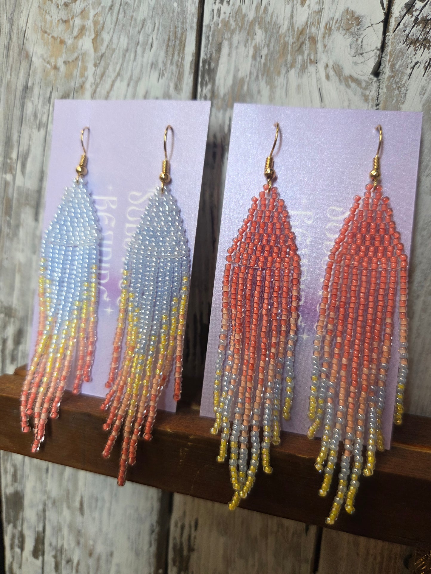 Pastel Sorbet Beaded Fringe Earrings - By Solstice Beading