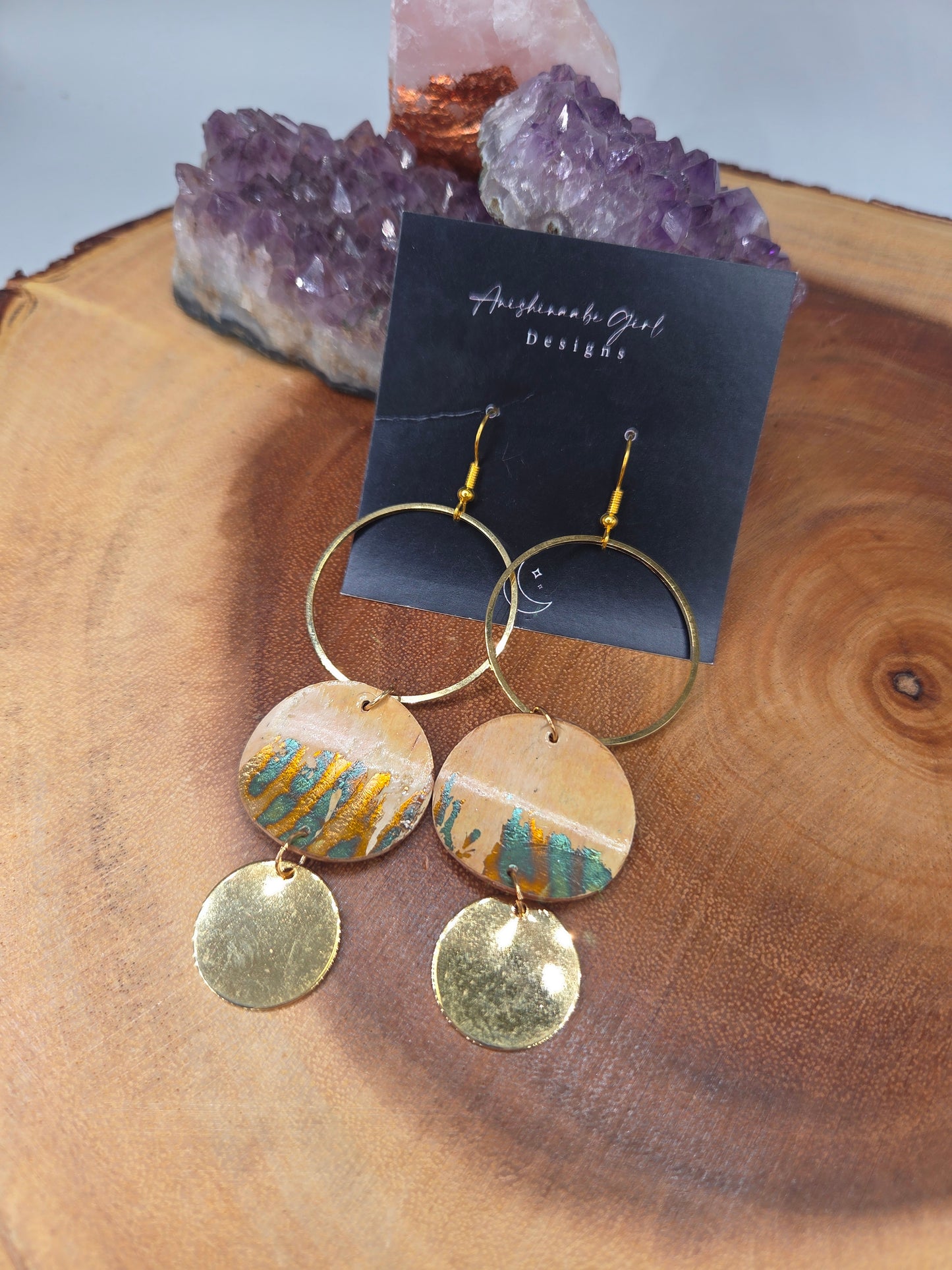 Layered Bronze and Gold Gilded Birchbark Earrings