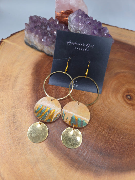 Layered Bronze and Gold Gilded Birchbark Earrings